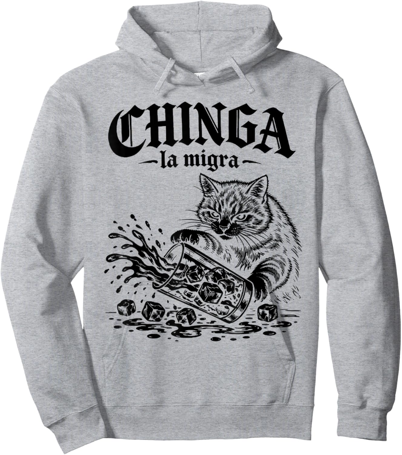 Vintage Chinga La Migra Cat Women Hoodie - Hoodie | Ash