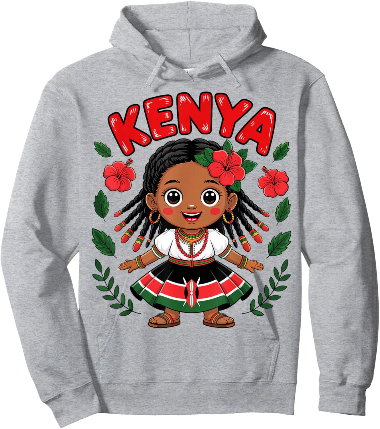 Cute Kenyan Girl in Traditional Dress for Kids Hoodie - Hoodie | Ash