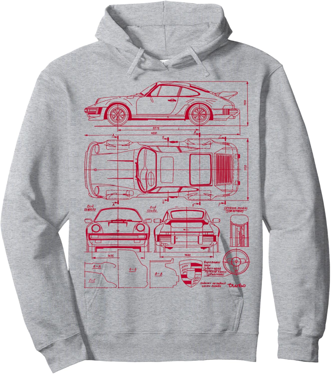 911 930 Classic Vintage Old Car USA Flag Hoodie - Hoodie | Ash