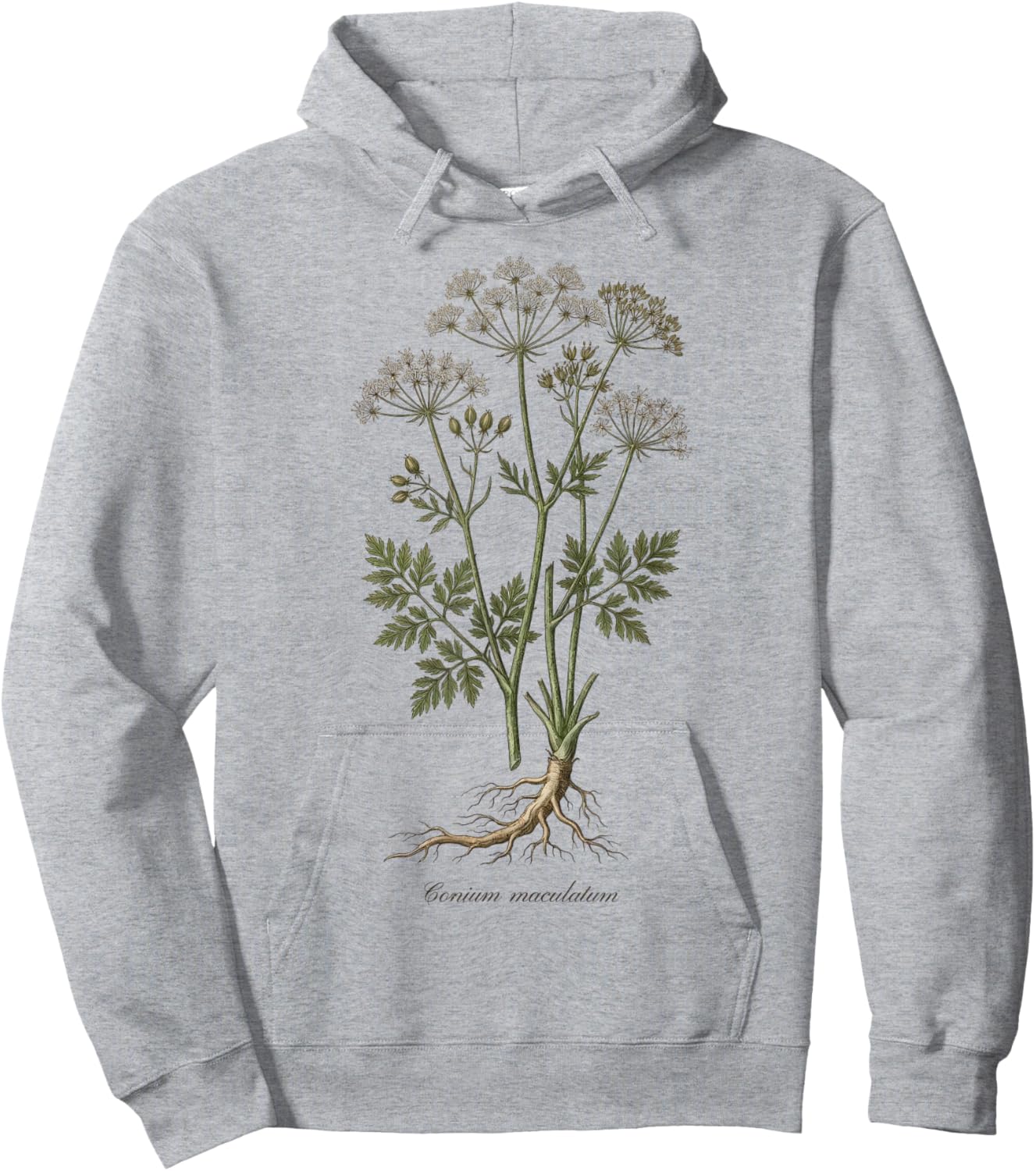 Hemlock Vintage Botanical Illustration Hoodie - Hoodie | Ash