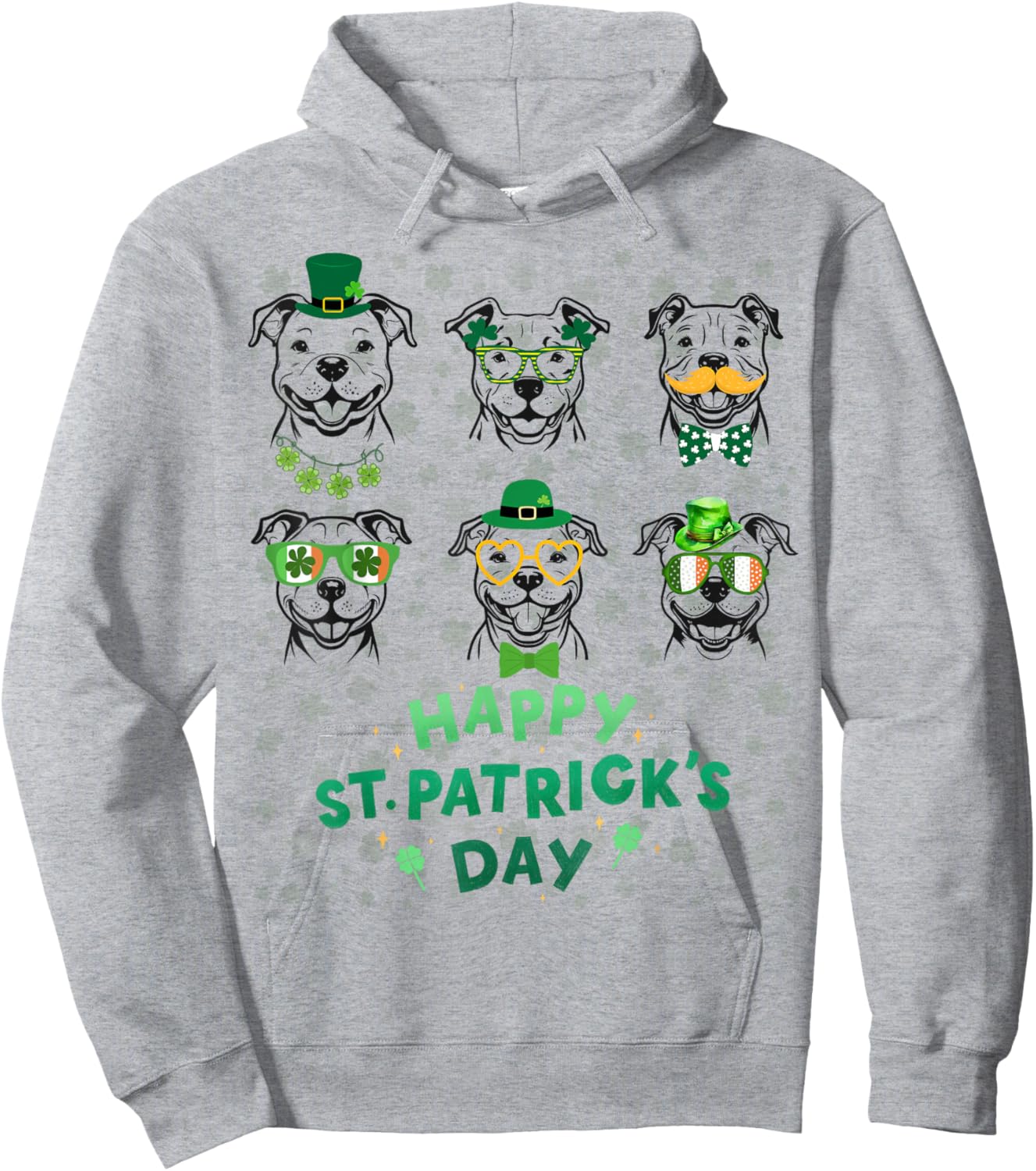 Funny Pitbull Happy St Patrick Day Hoodie - Hoodie | Ash