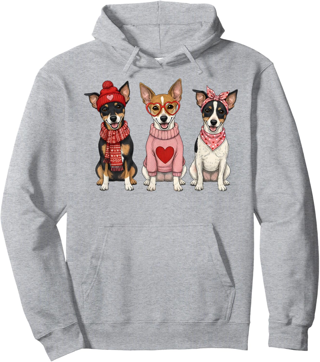 Cute Rat Terrier Valentine Dog Hoodie - Hoodie | Ash