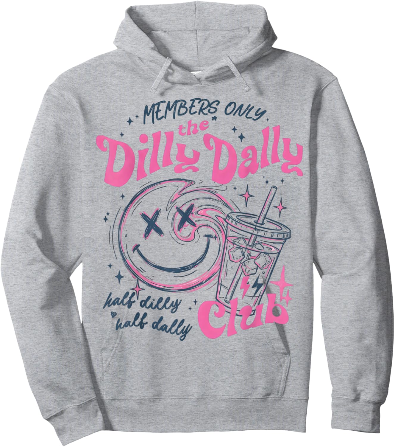 Members The Dilly Dally Club Funny Retro Hoodie - Hoodie | Ash