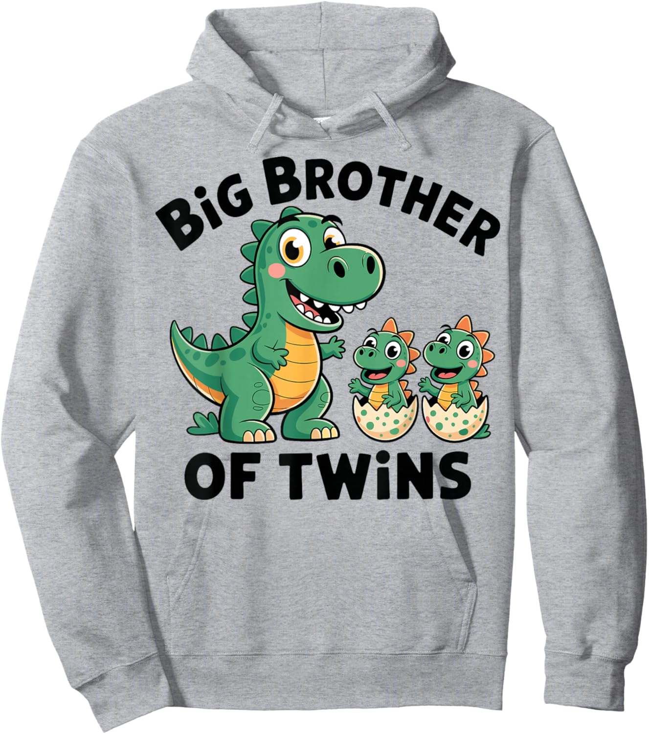 I'm Going to Be A Big Brother of Twins Dinosaur Hoodie - Hoodie | Ash