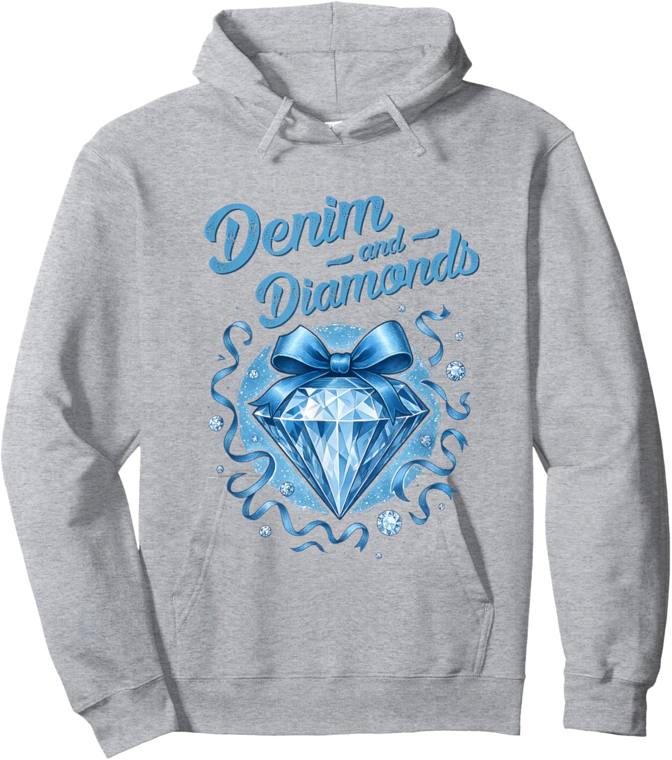 Denim and Diamonds Bow Ladies Girls Women Hoodie - Hoodie | Ash
