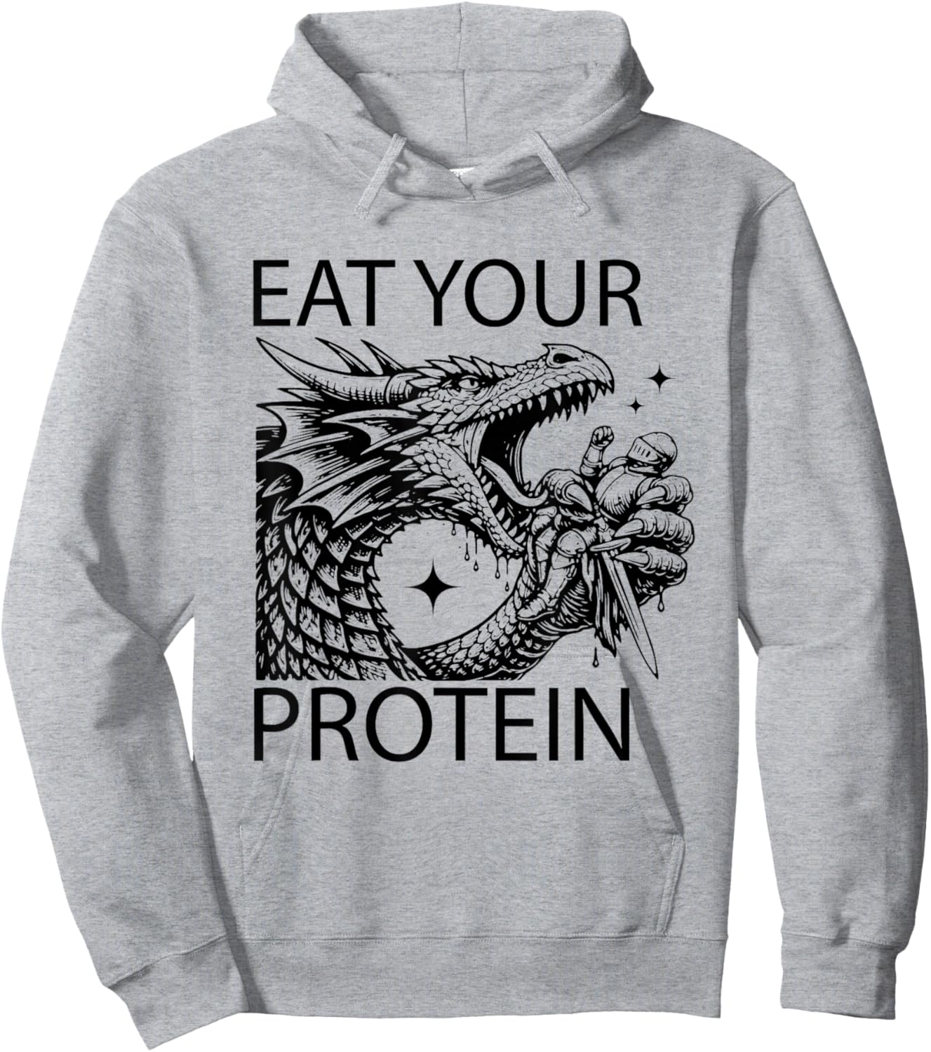 Dragon Eat Your Protein Funny Sarcastic Dragon Hoodie - Hoodie | Ash