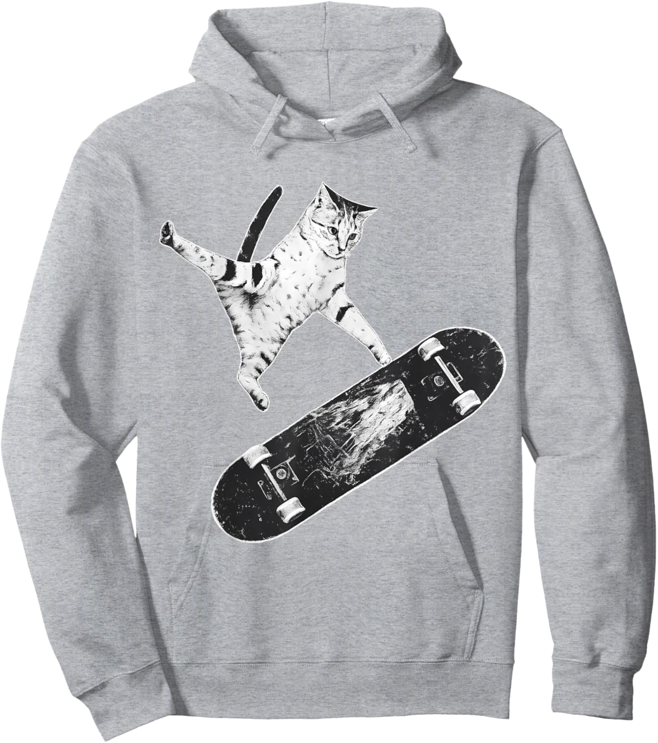Skater Cat Hoodie - Hoodie | Ash