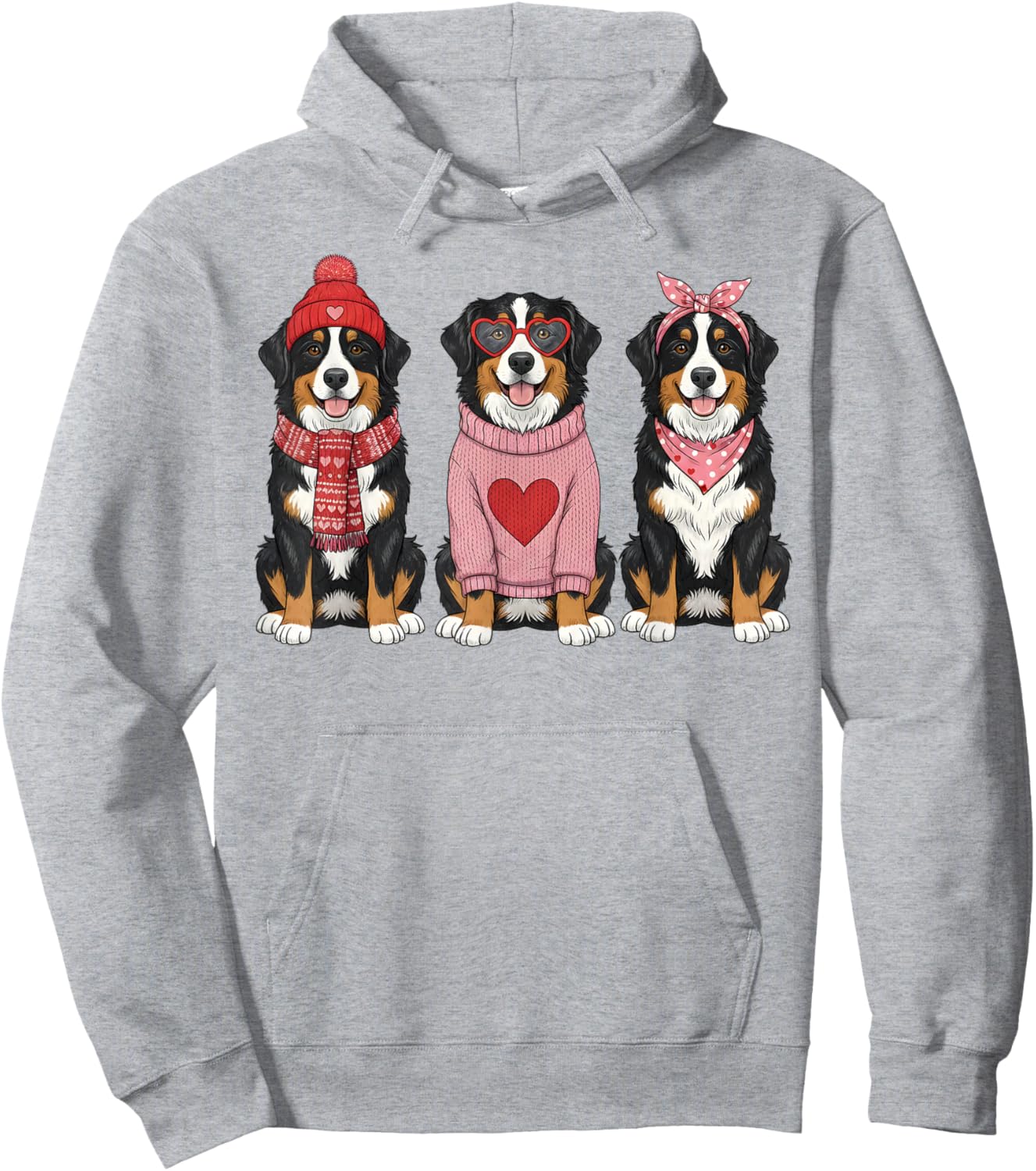 Cute Bernese Mountain Dog Valentine Berner Hoodie - Hoodie | Ash
