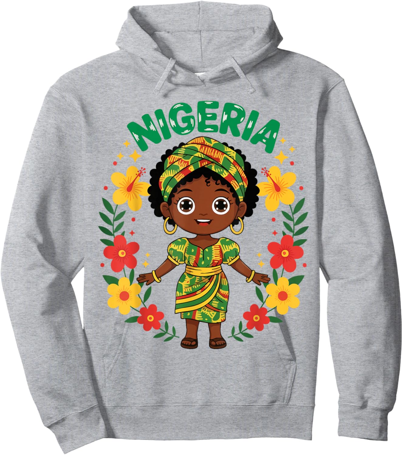 Nigeria Nigerian Girl Traditional Dress Flowers Hoodie - Hoodie | Ash