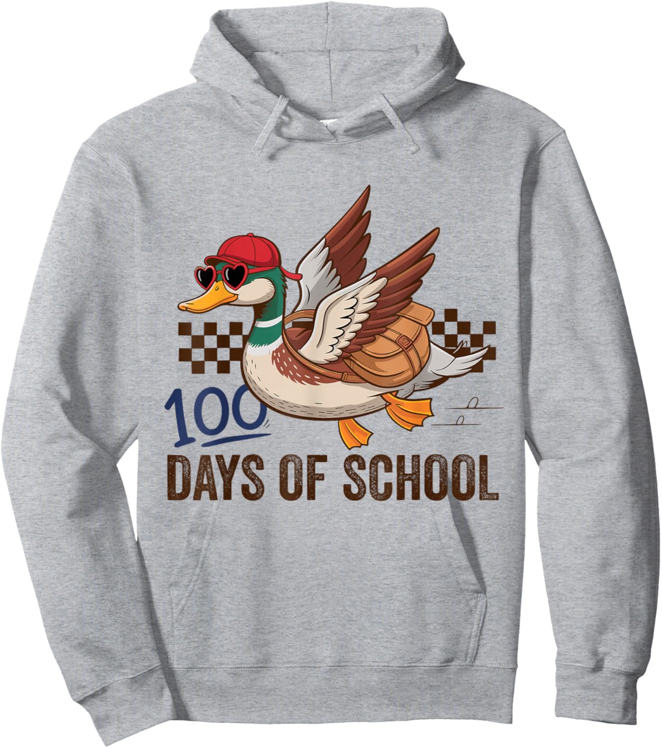 Happy 100 Days of School Goose Teacher Kids Hoodie - Hoodie | Ash