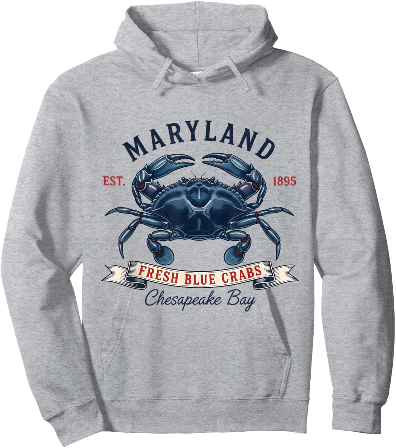 Maryland State Flag Crab Hoodie - Hoodie | Ash