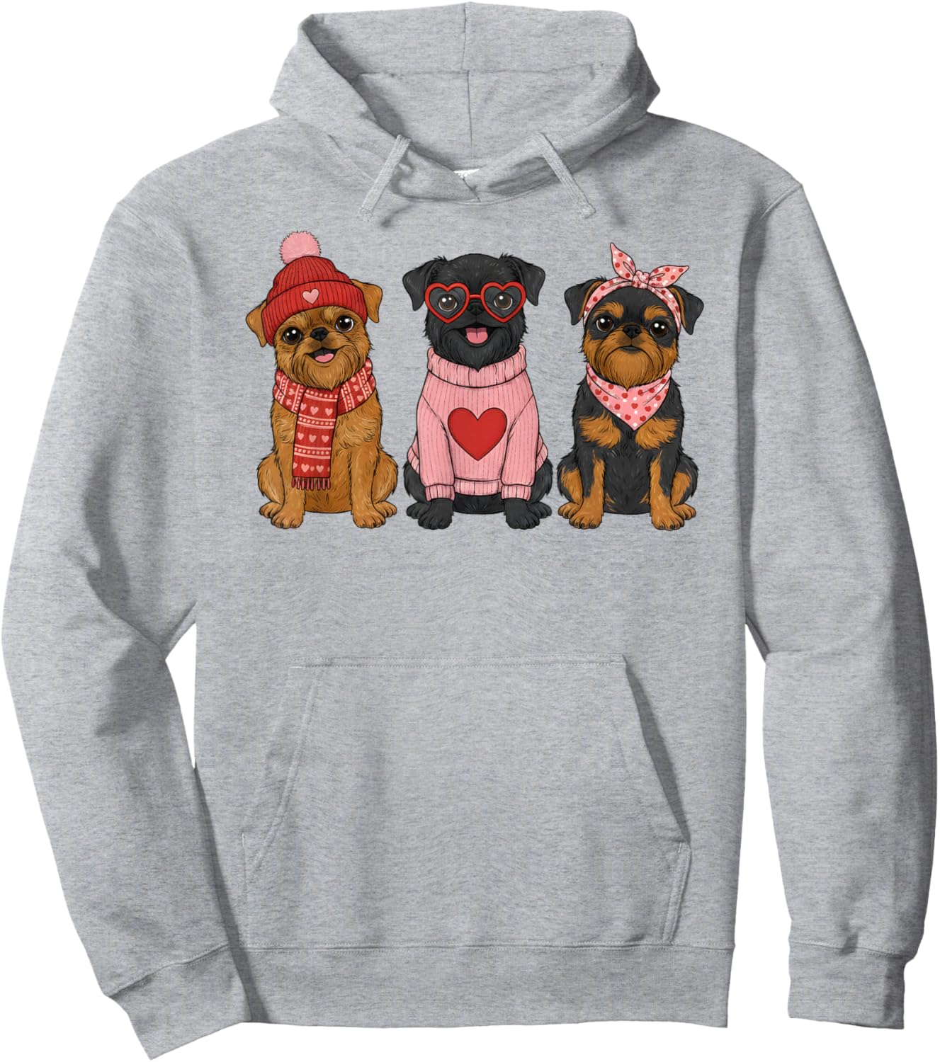 Cute Brussels Griffon Valentine Dog Hoodie - Hoodie | Ash