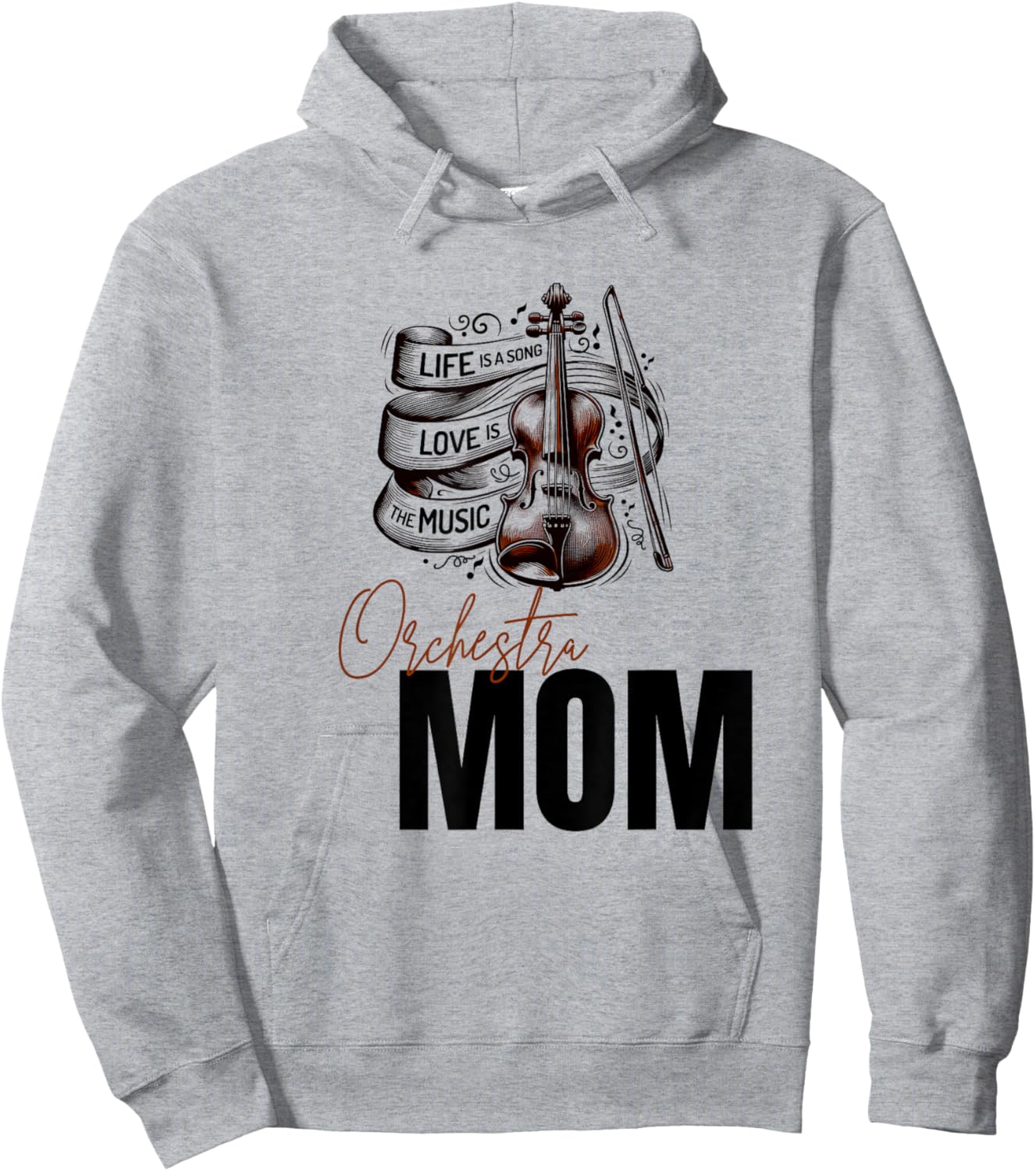 Orchestra Mom, Family Classical Music Supporter Hoodie - Hoodie | Ash