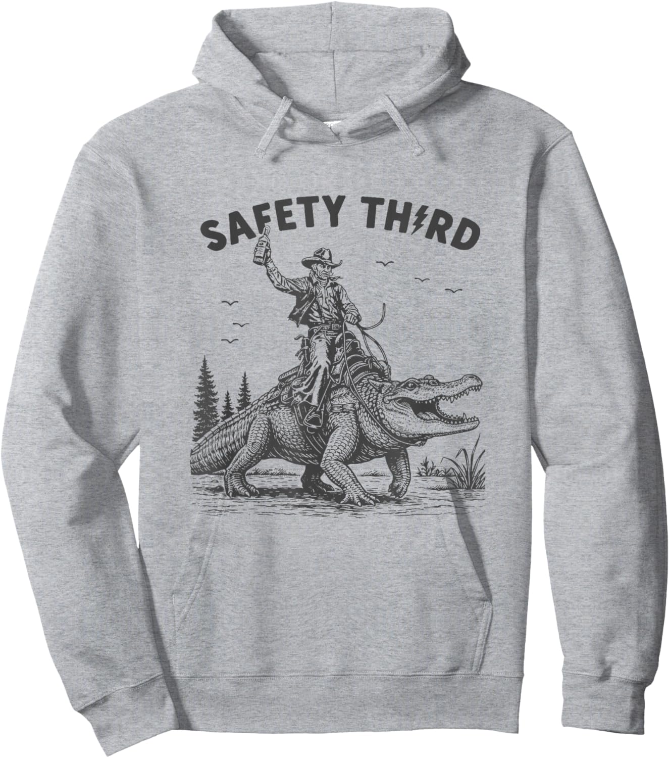 Alligator Safety Third Funny Wild Cowboy Hoodie - Hoodie | Ash