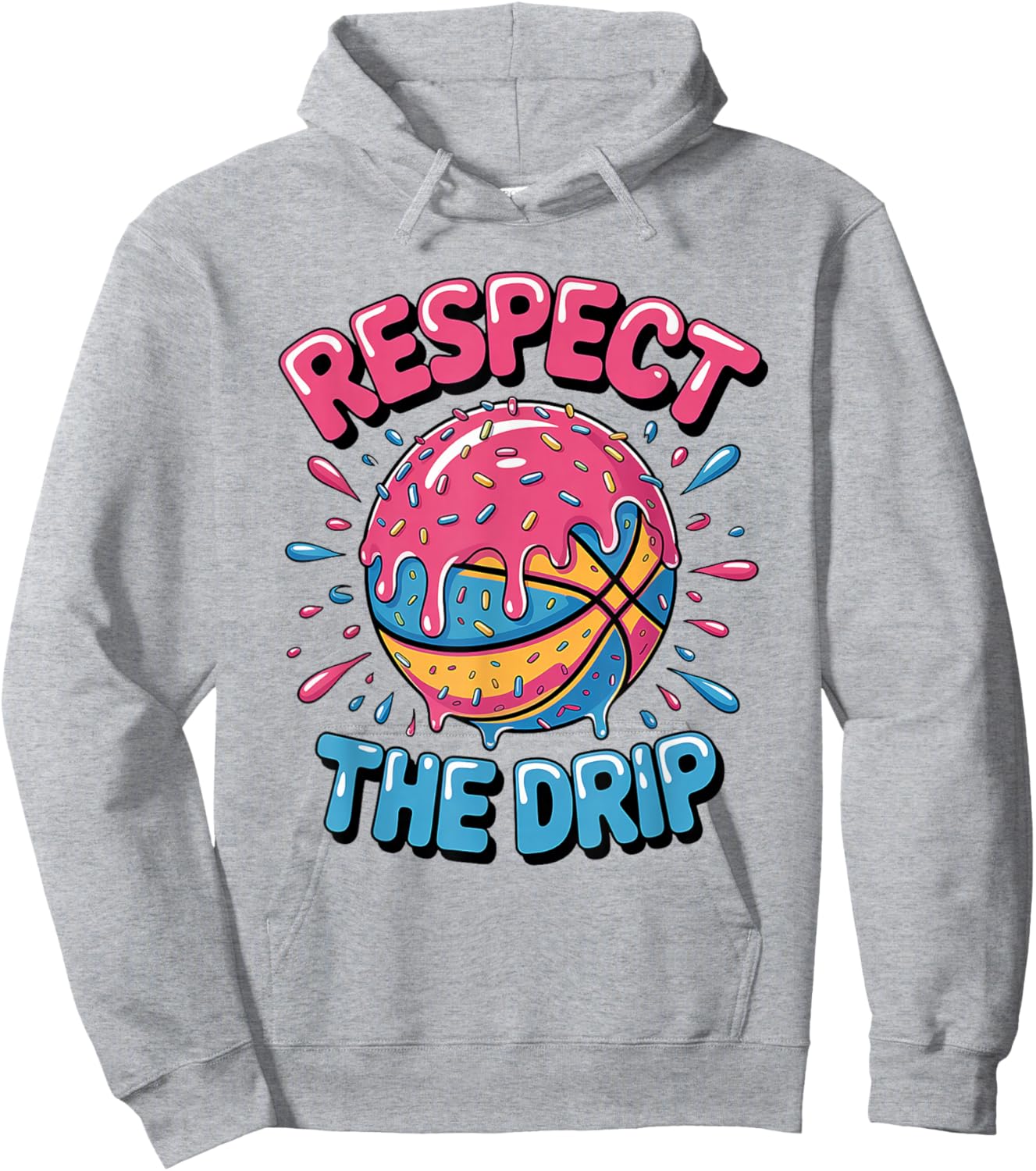 Respect The Drip - Basketball Ice Cream Drip Hoodie - Hoodie | Ash