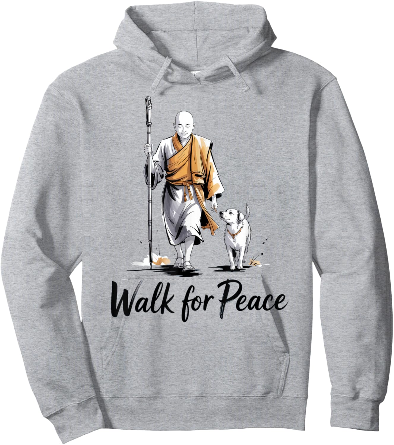 Walk for Peace Monks with Aloka Dog Hoodie - Hoodie | Ash