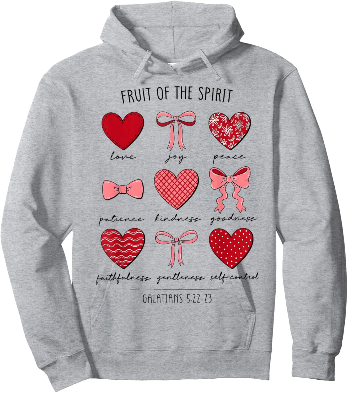 Fruit of The Spirit Christian Hearts Galatians Hoodie - Hoodie | Ash