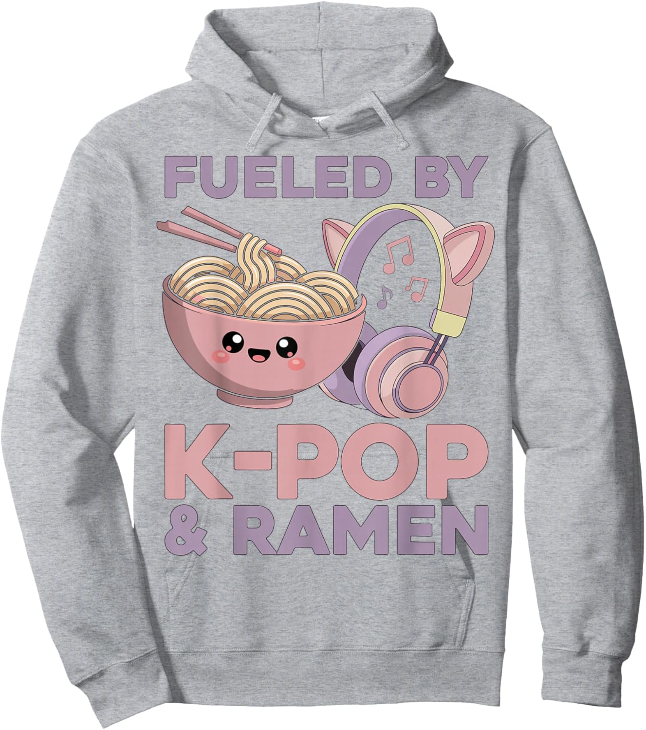 Ramen Kpop Fueled by K-Pop & Ramen K Pop Hoodie - Hoodie | Ash