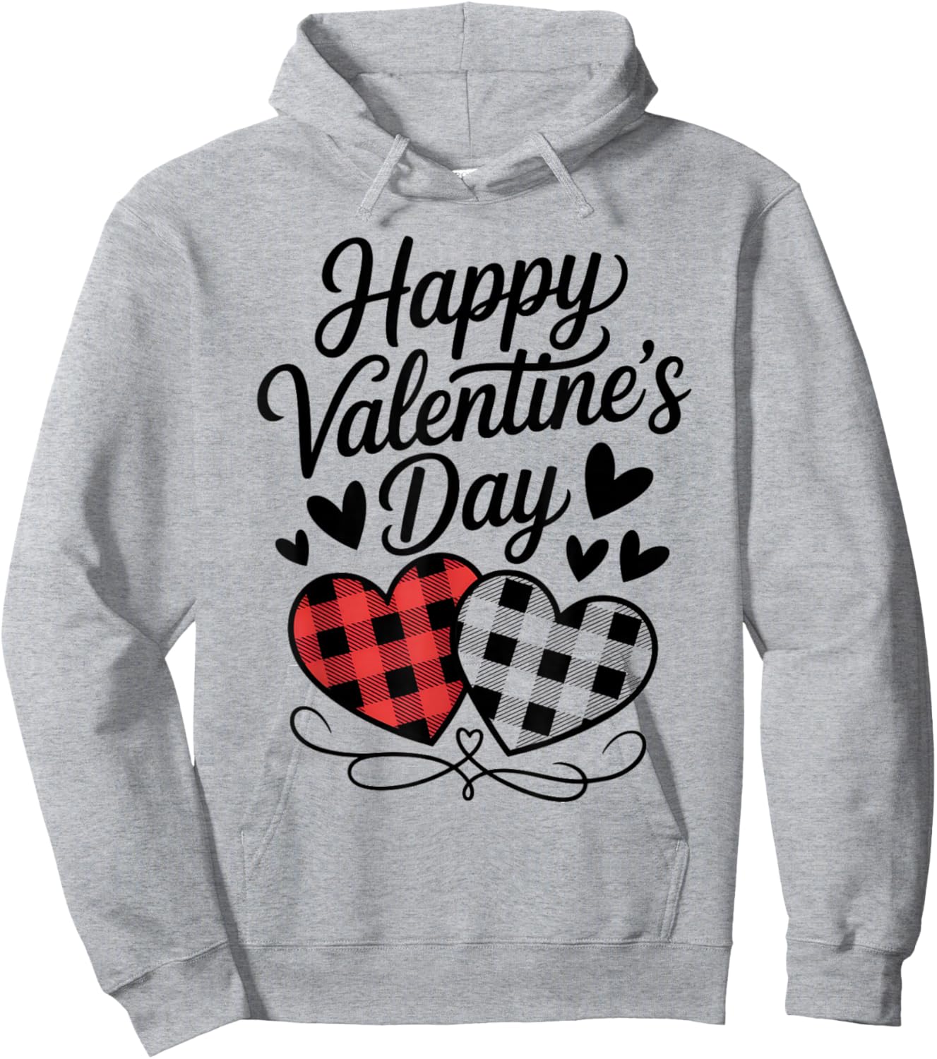 Happy Valentines Day Plaid Hearts Cute Love Hoodie - Hoodie | Ash