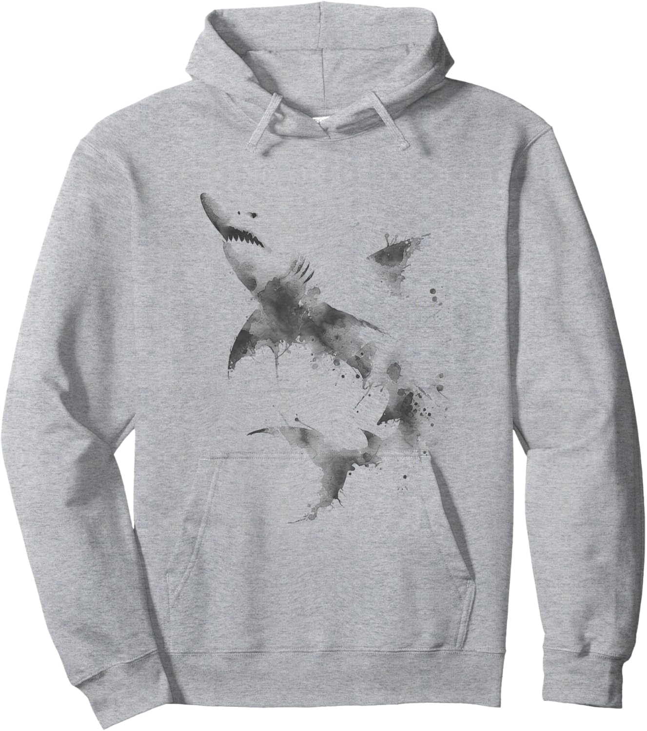 Abstract Shark Drawing Art Design Hoodie - Hoodie | Ash