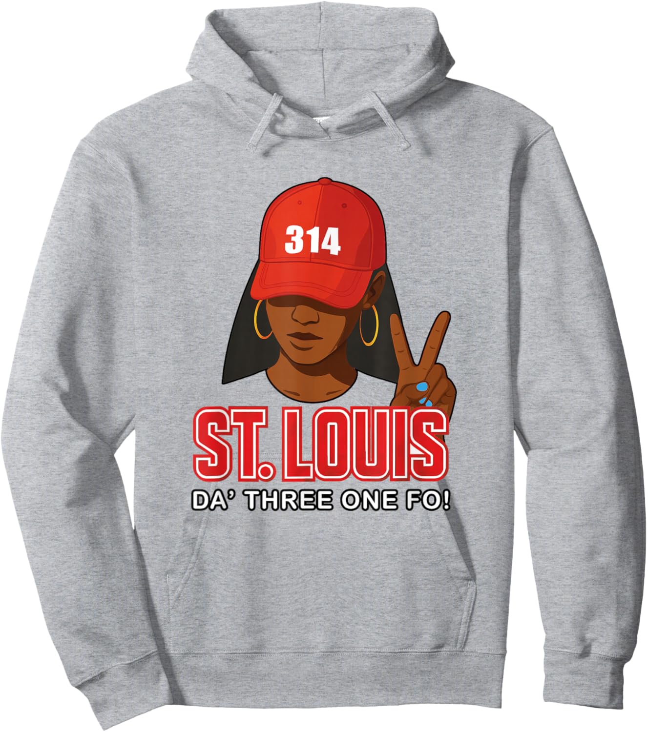 St. Louis 314 Red Hat African American Woman Hoodie - Hoodie | Ash