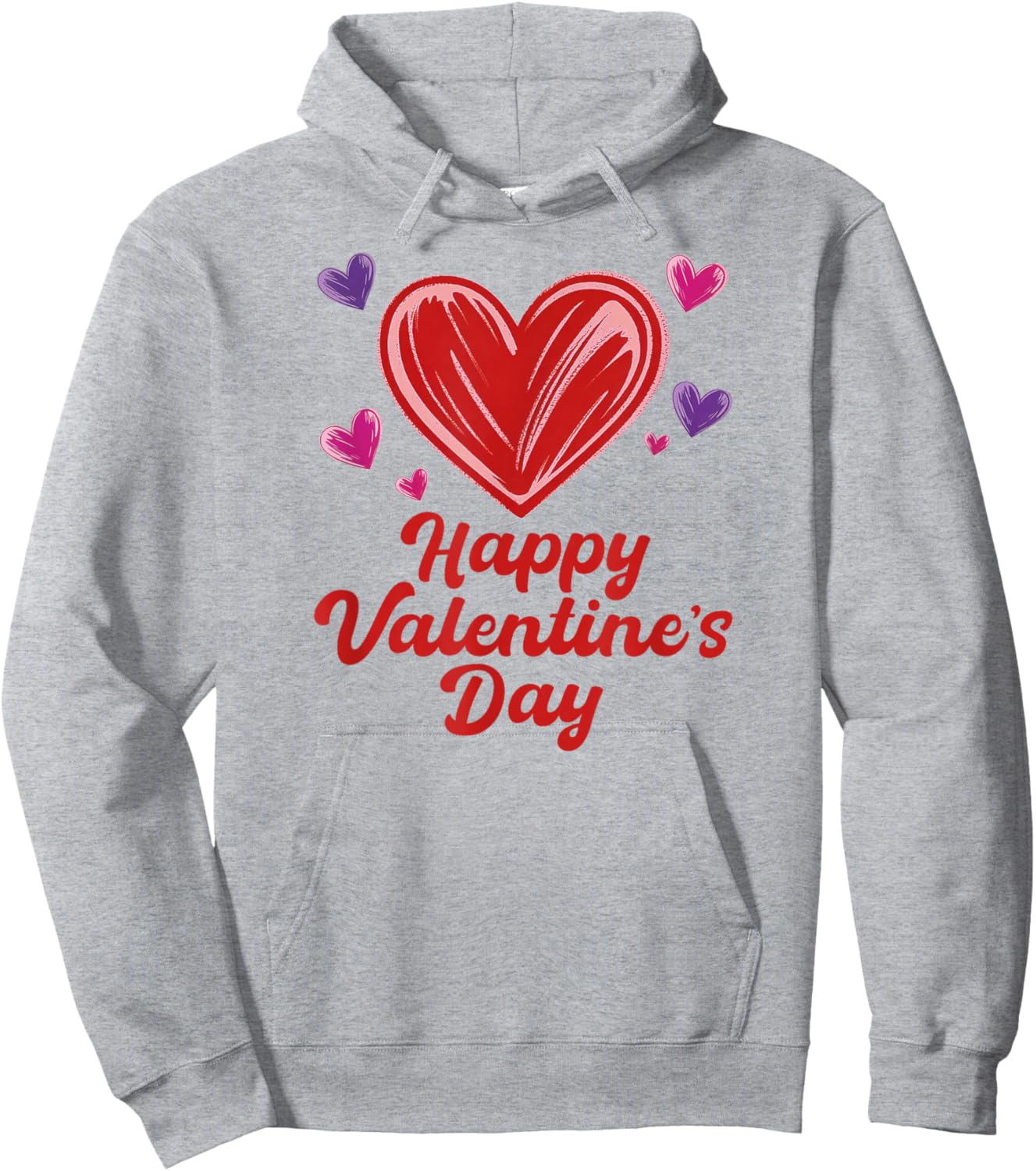 Happy Valentine's Day Scribble Hearts Hoodie - Hoodie | Ash
