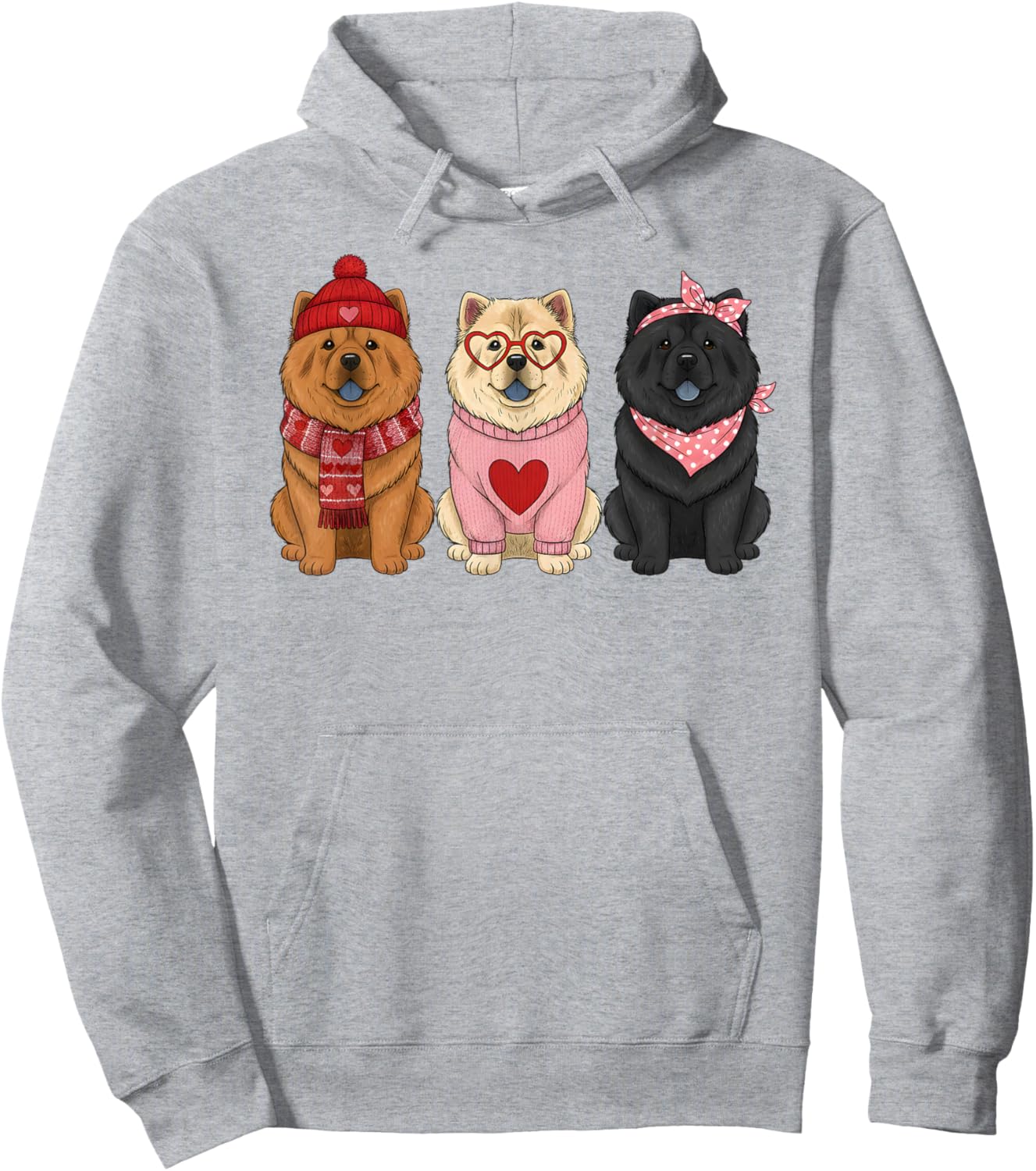 Cute Chow Chow Valentine Dog Hoodie - Hoodie | Ash