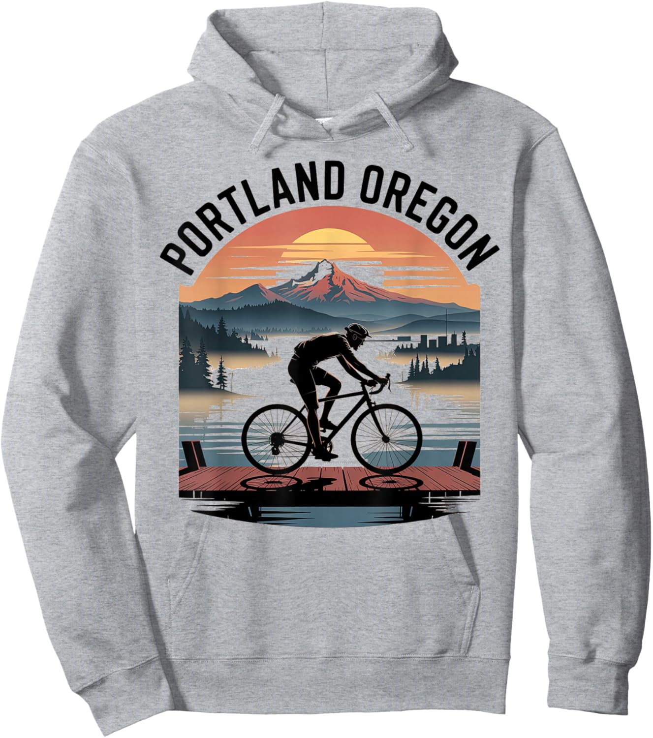 Portland Oregon Scenic Bike Adventure Sunset Hoodie - Hoodie | Ash