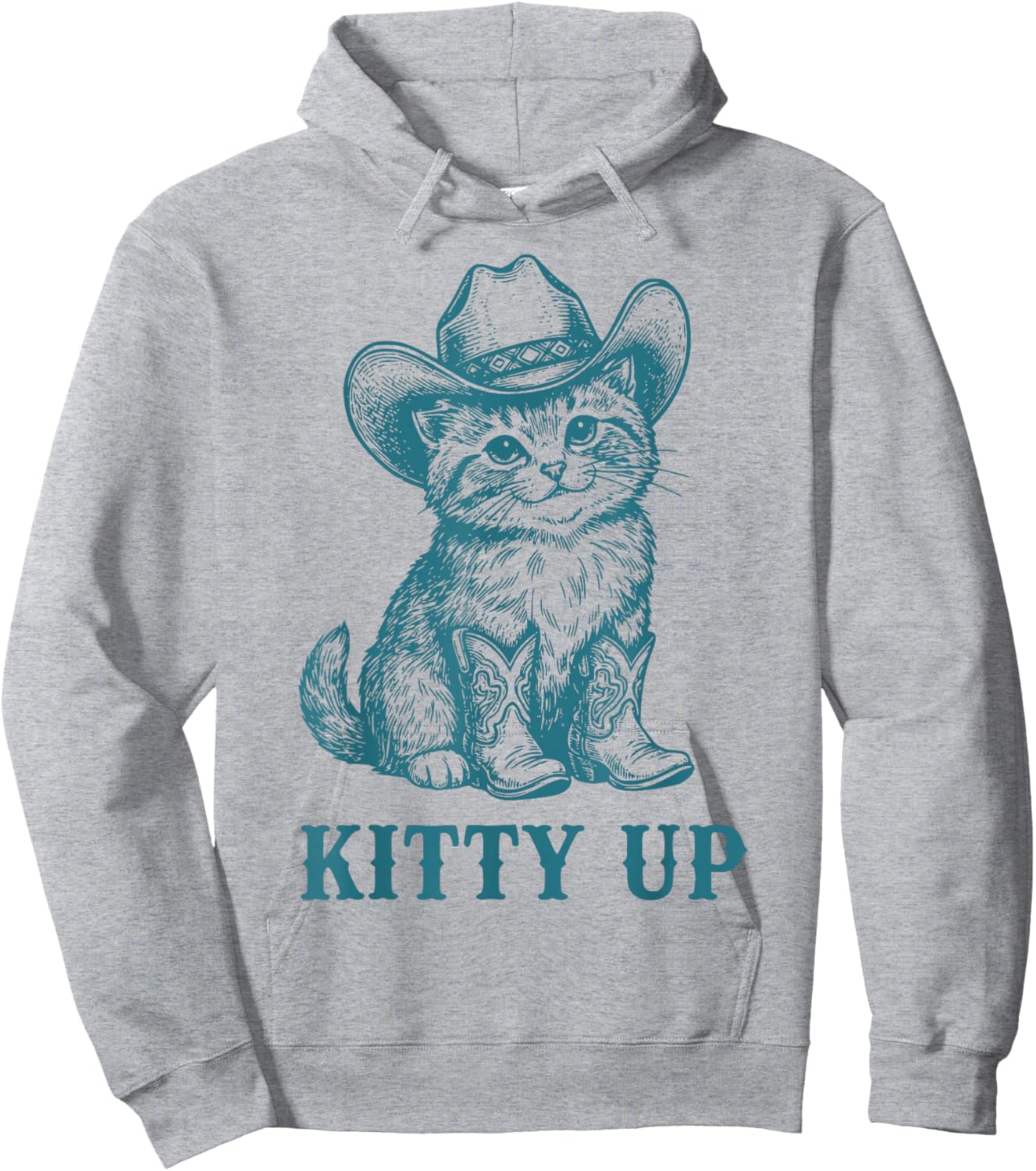 Cowboy Cat Kitty Up Vintage Western Cat Funny Hoodie - Hoodie | Ash