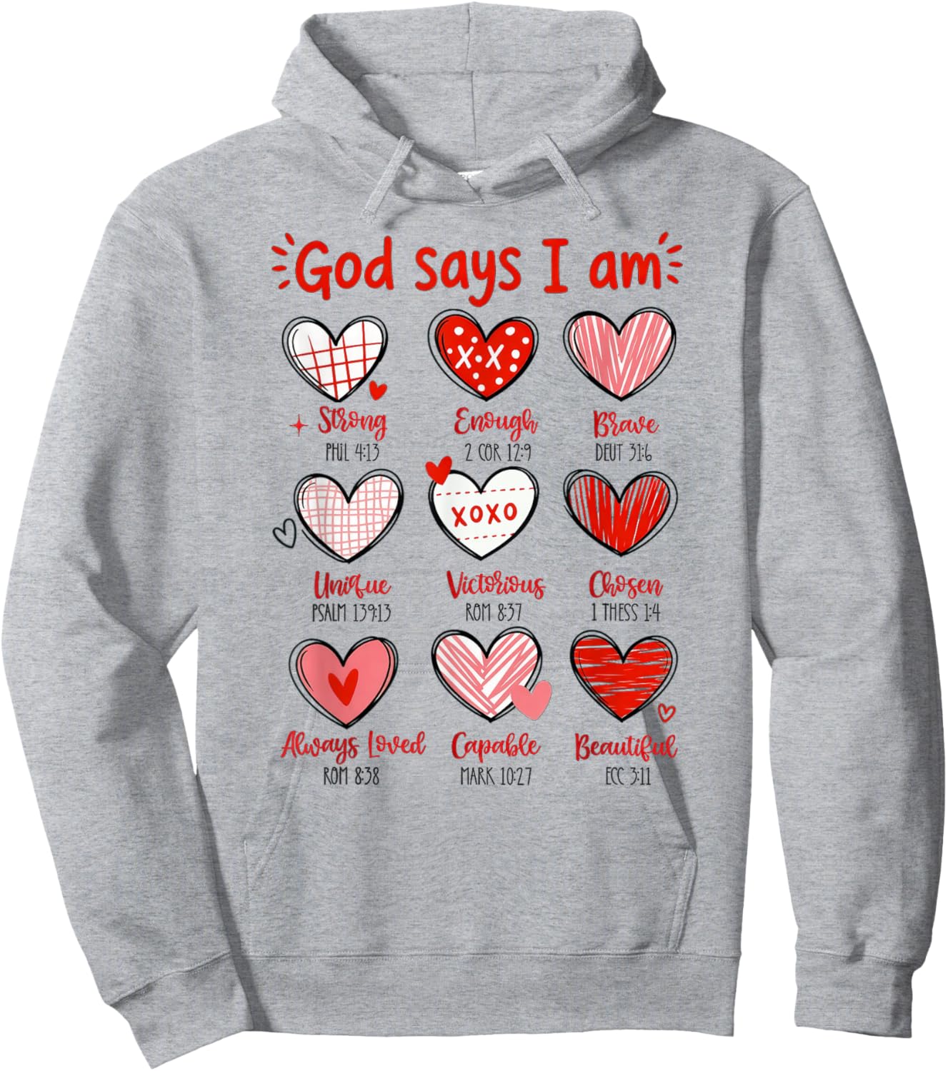 Valentine God Says I Am Heart Hoodie - Hoodie | Ash