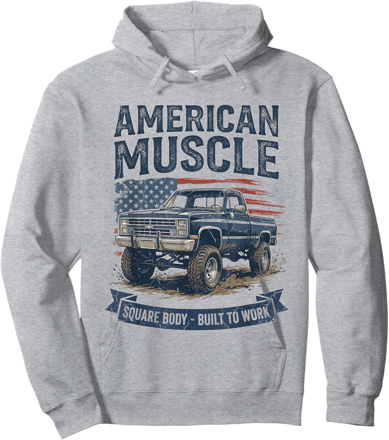 American Muscle Square Body Built to Work Hoodie - Hoodie | Ash