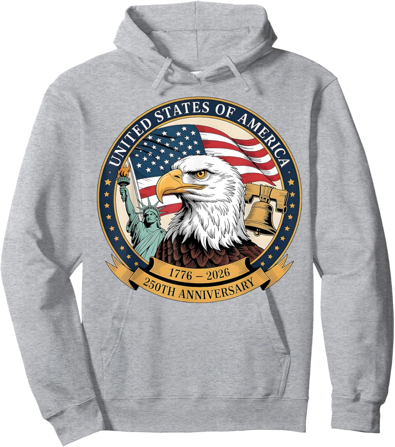 Eagle and Flag 1776-2026 250th Birthday America Hoodie - Hoodie | Ash