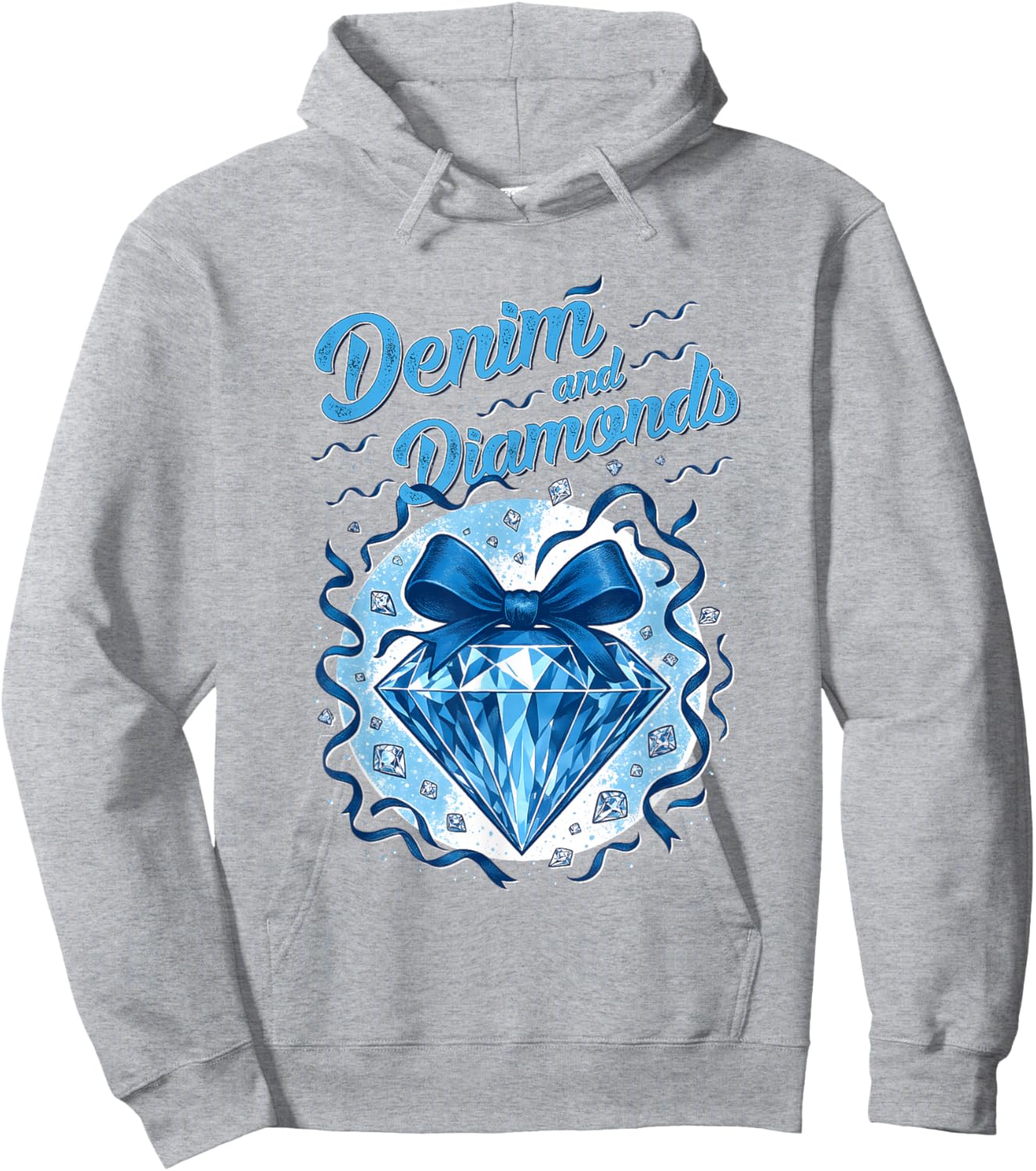 Denim and Diamonds Bow Ladies Girls Women Hoodie - Hoodie | Ash