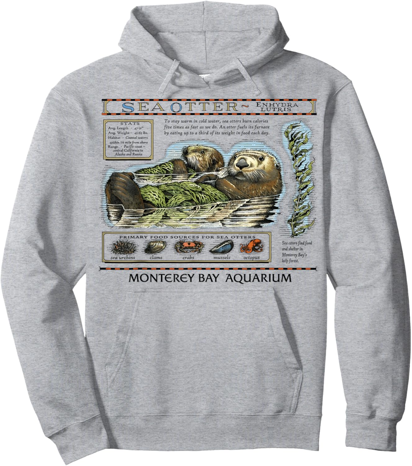 Vintage Sea Otters Hoodie - Hoodie | Ash