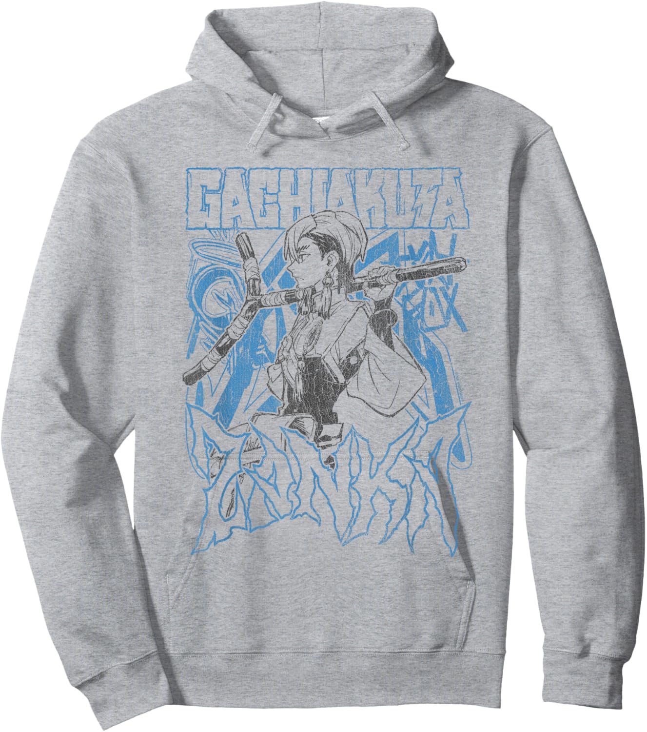 Zanka Pose with Blue Logo Graffiti Anime Hoodie - Hoodie | Ash