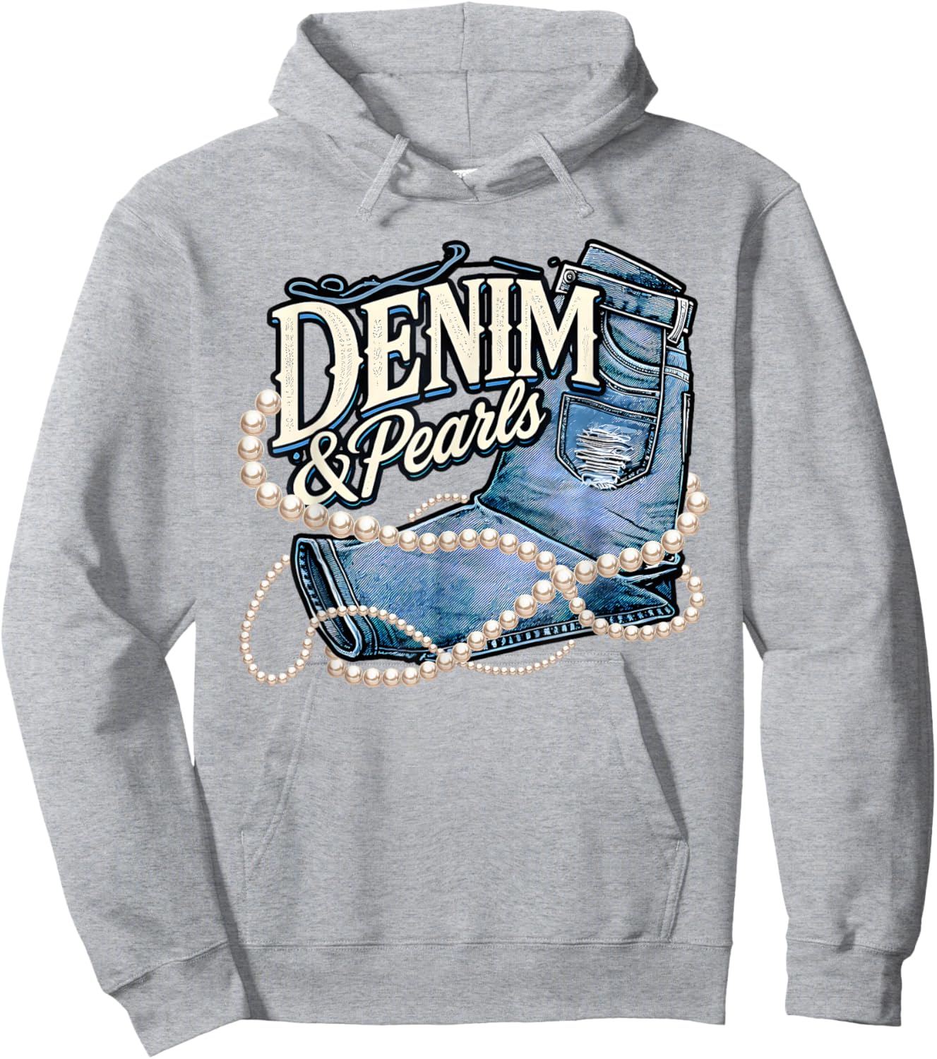 Denim and Pearls Outfit for Stylish Women Hoodie - Hoodie | Ash