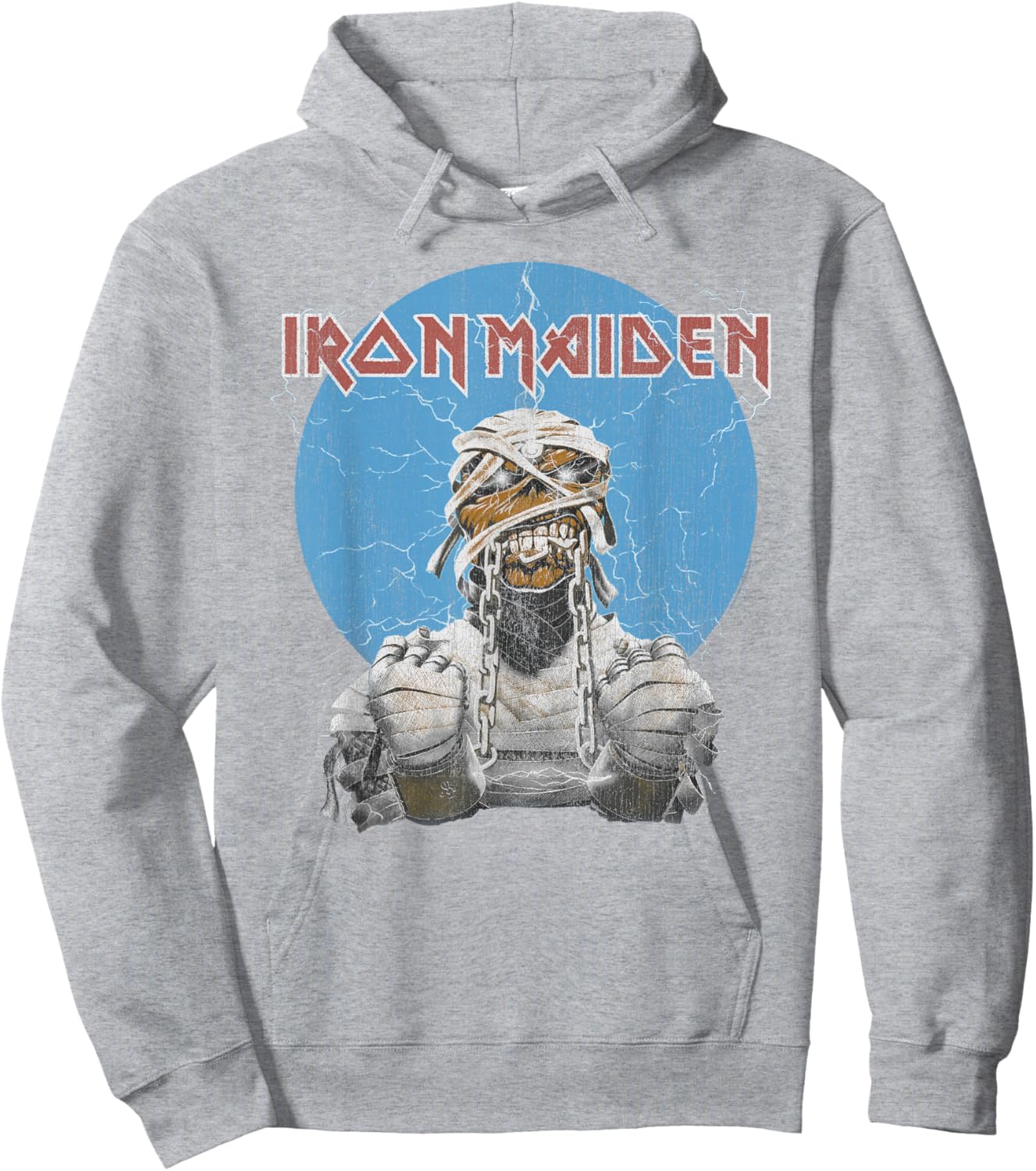 Iron Maiden Mummy Lightning Circle Grey Hoodie - Hoodie | Ash
