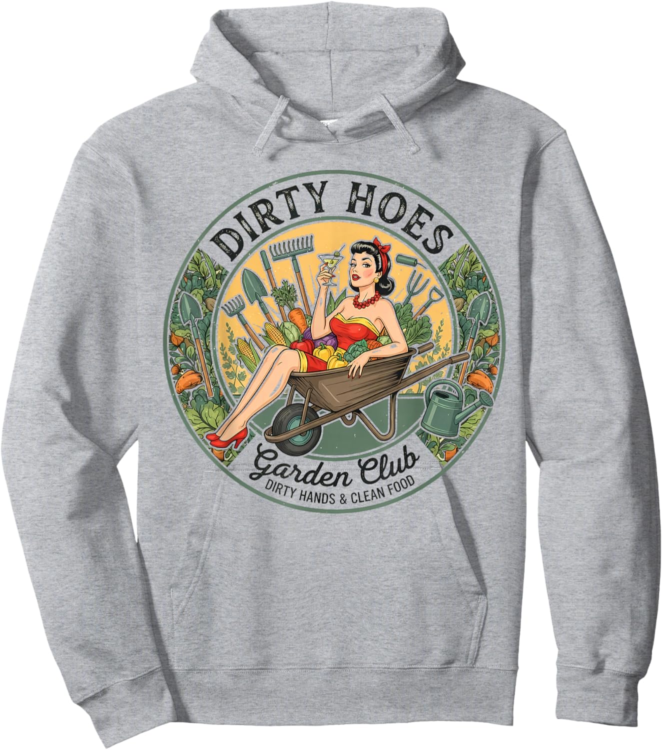 Fun Dirty Hoes Garden Club Women Gardener Hoodie - Hoodie | Ash