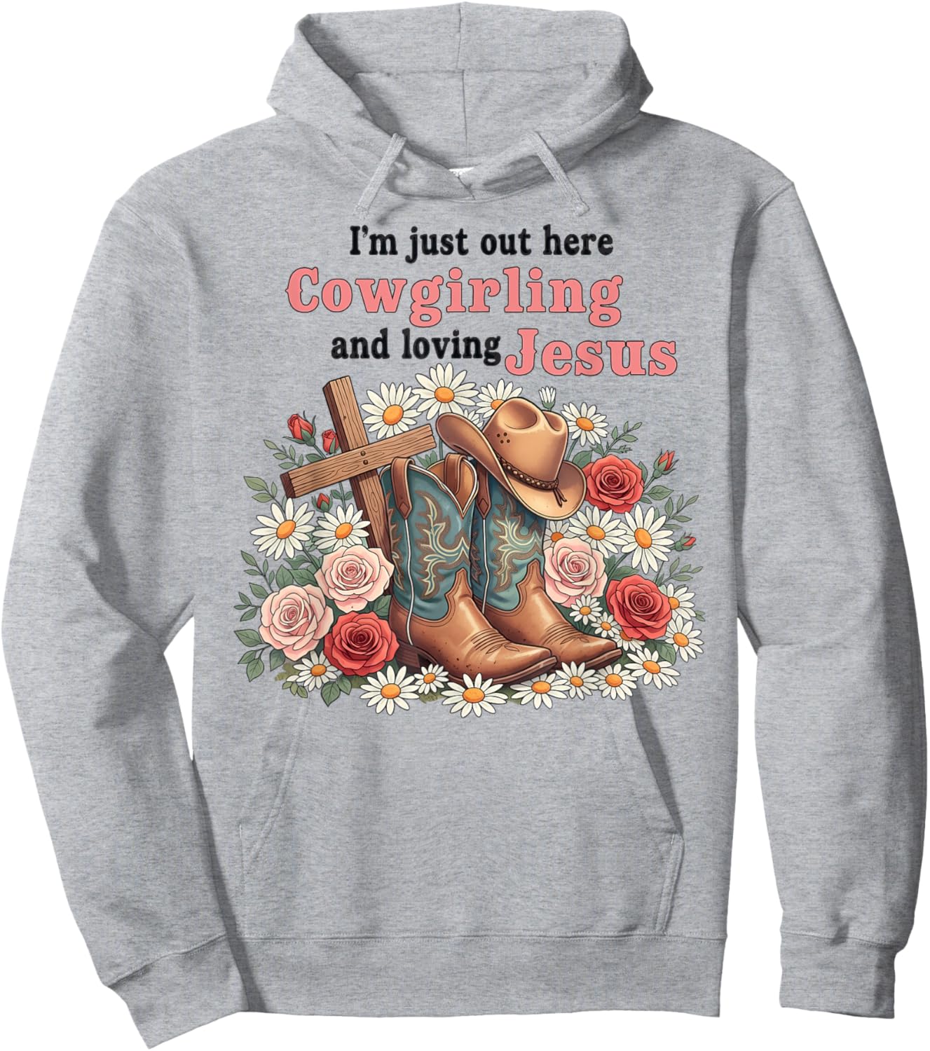 Cute Christian Cowgirl Loves Jesus Religious Hoodie - Hoodie | Ash
