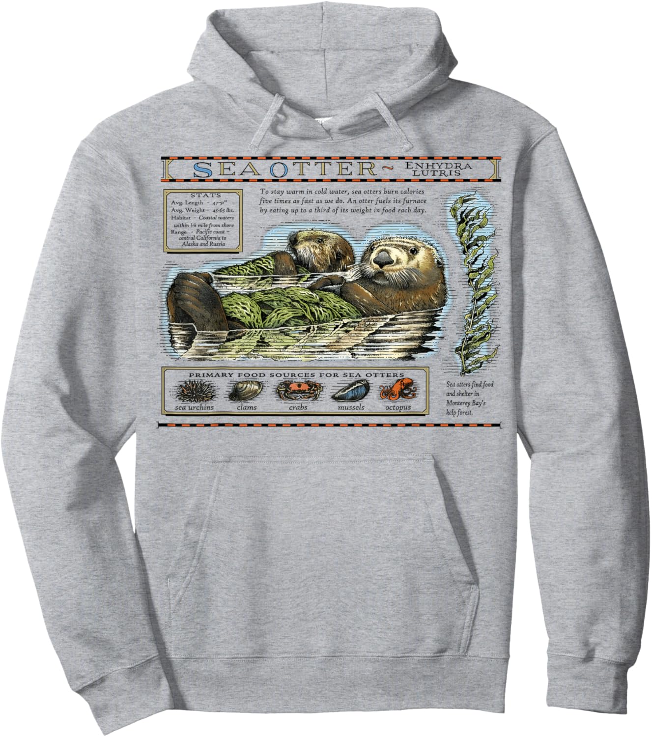 Official Sea Otter Retro Vintage Shirt Women Hoodie - Hoodie | Ash