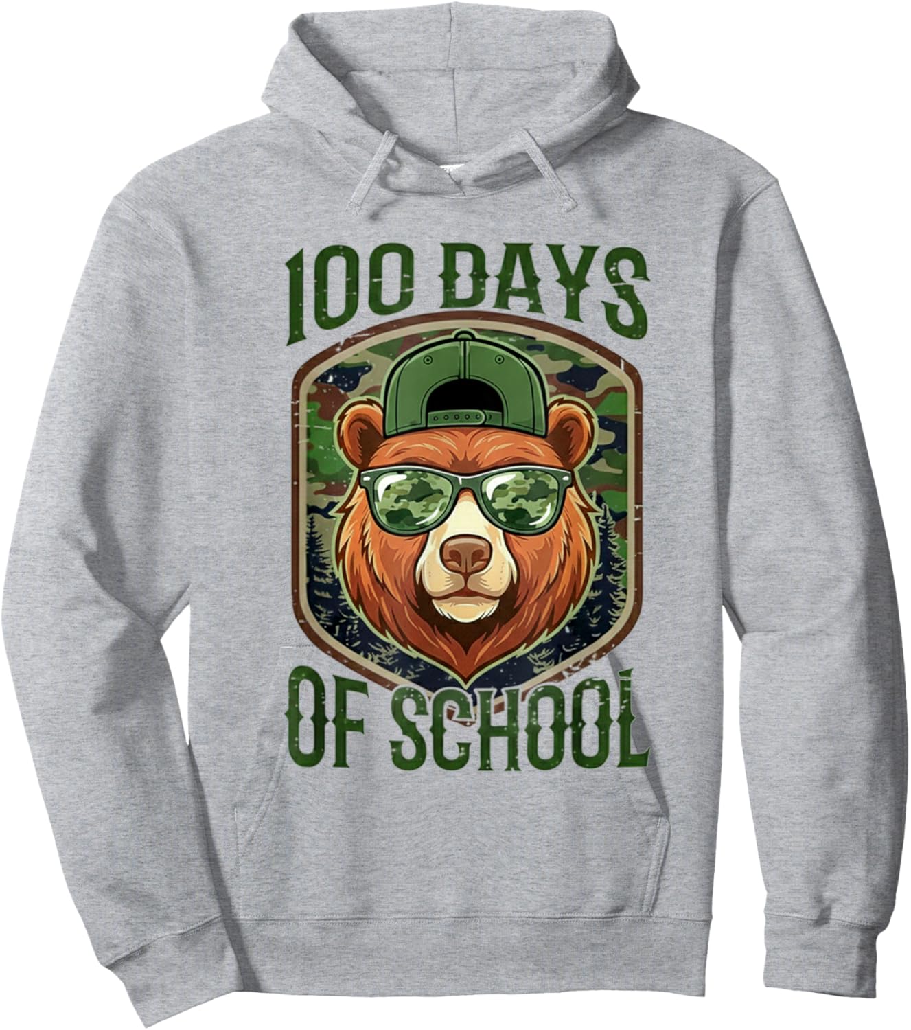 100 Days of School Cool Bear with Sunglasses Hoodie - Hoodie | Ash