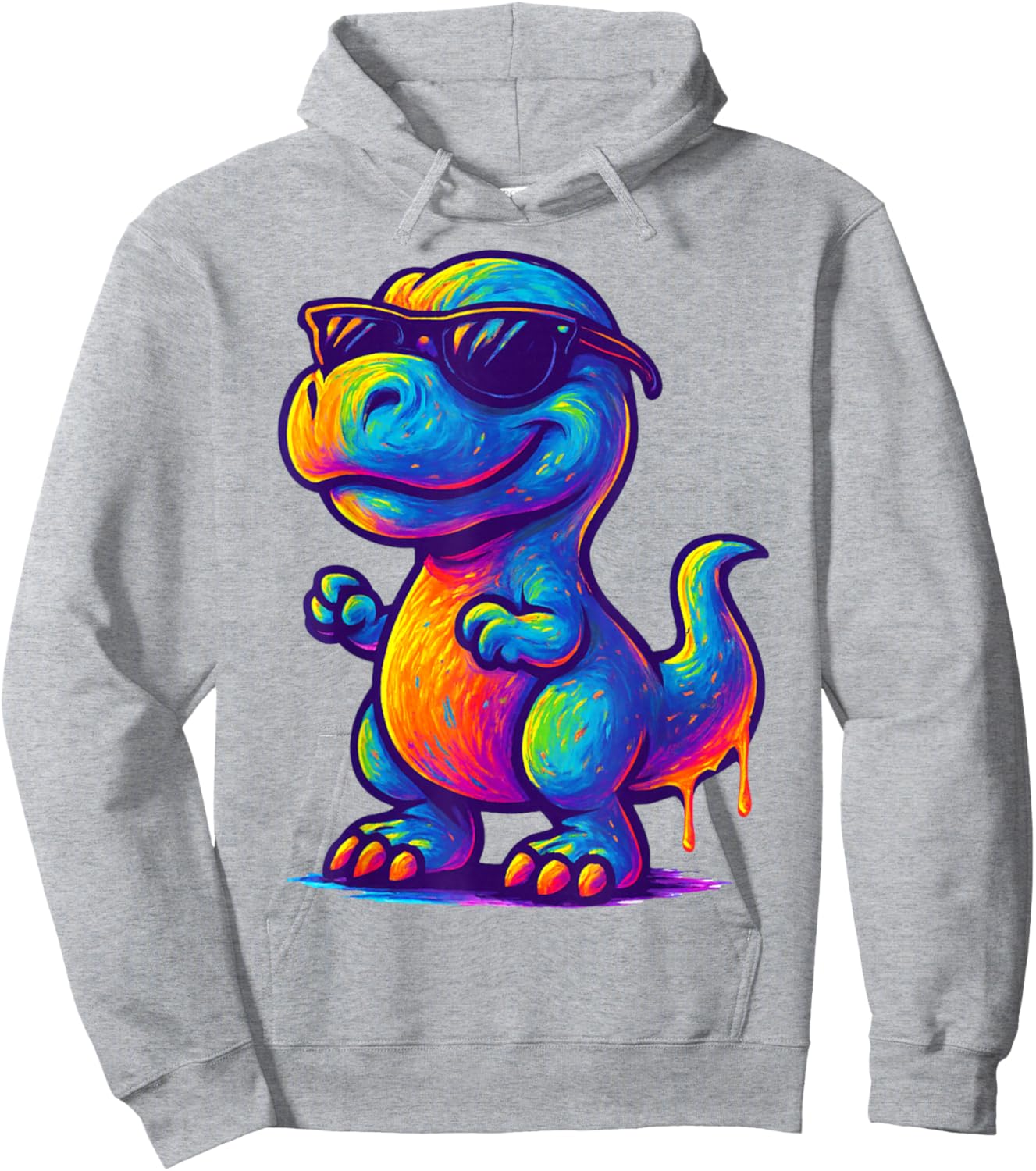 Colorful Neon Dinosaur Retro Cool Fun Hoodie - Hoodie | Ash