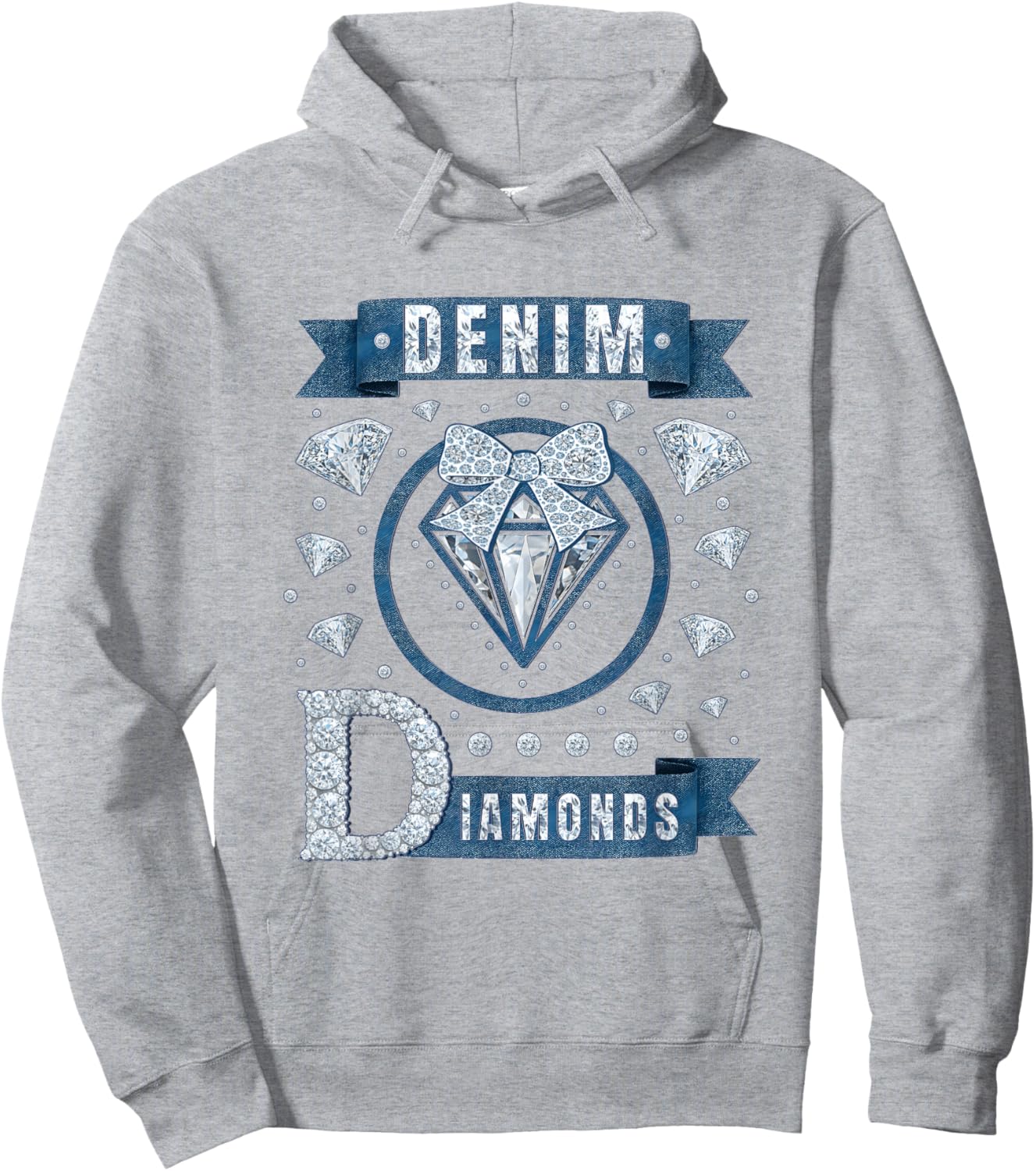 Denim and Diamonds Bow Ladies Girls Women Hoodie - Hoodie | Ash
