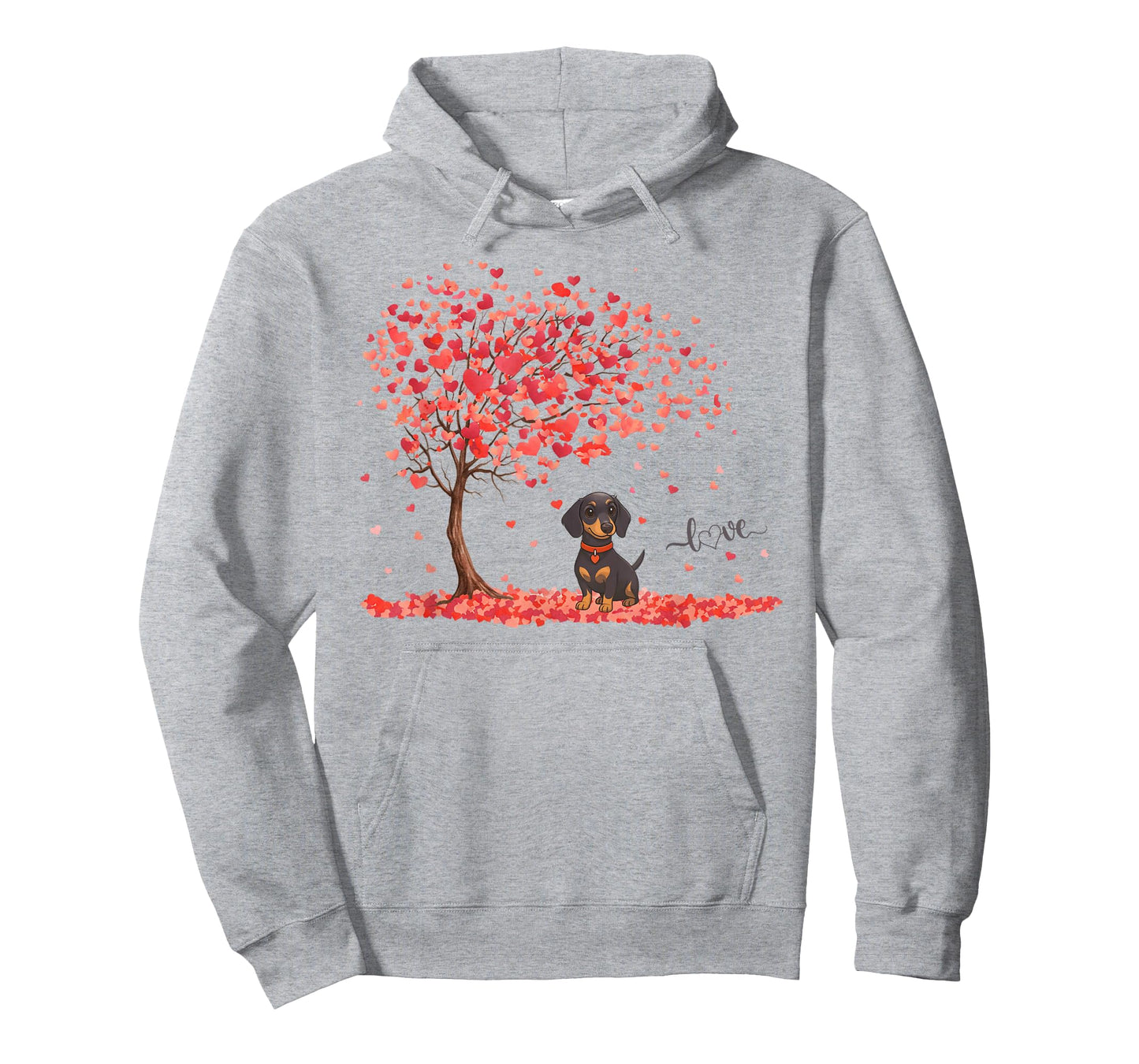 Dachshund Dog Heart Tree Valentine T-Shirt