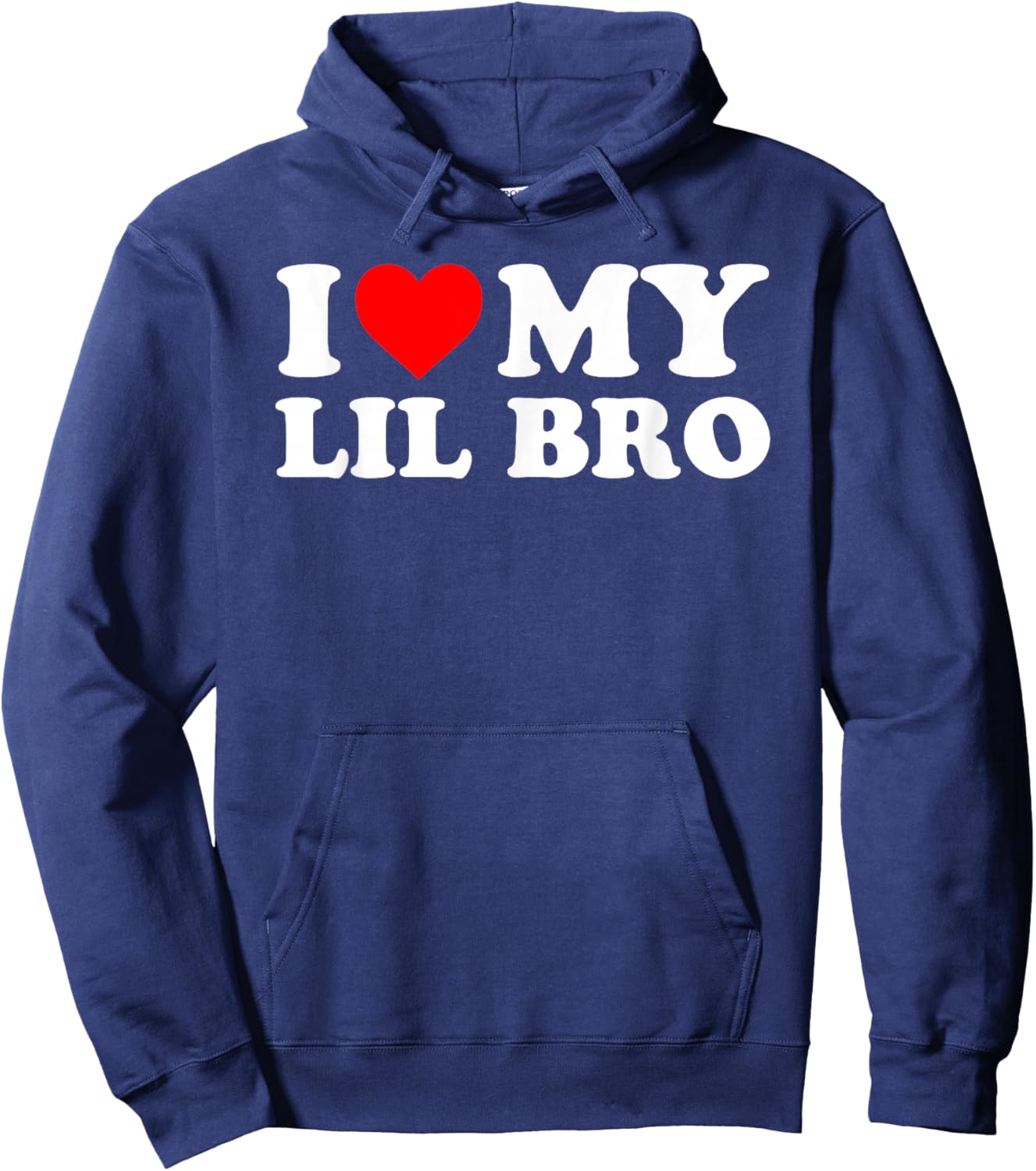 I Love My Lil Bro - Red Heart Hoodie - Hoodie | Navy
