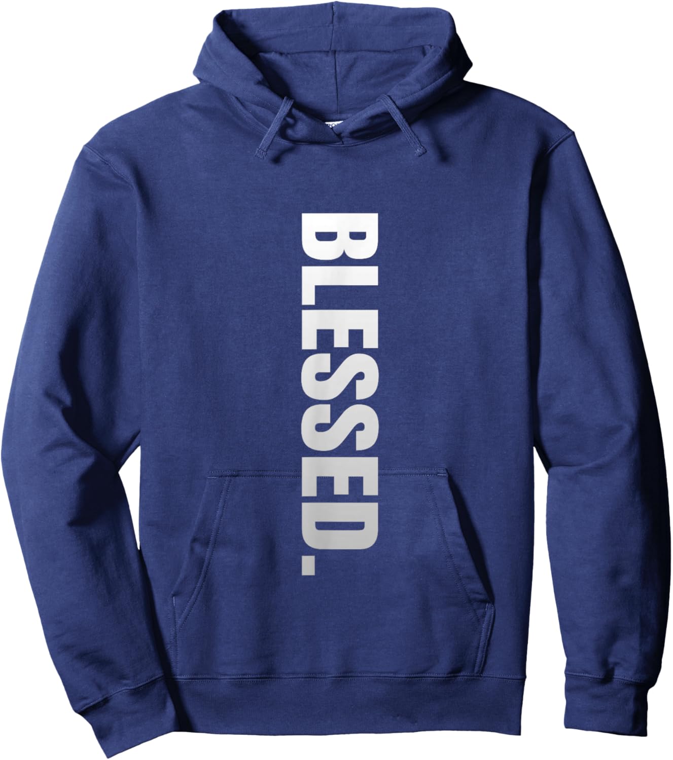 Grey Blessed Vertical Monochrome Color Graphic Hoodie - Hoodie | Navy