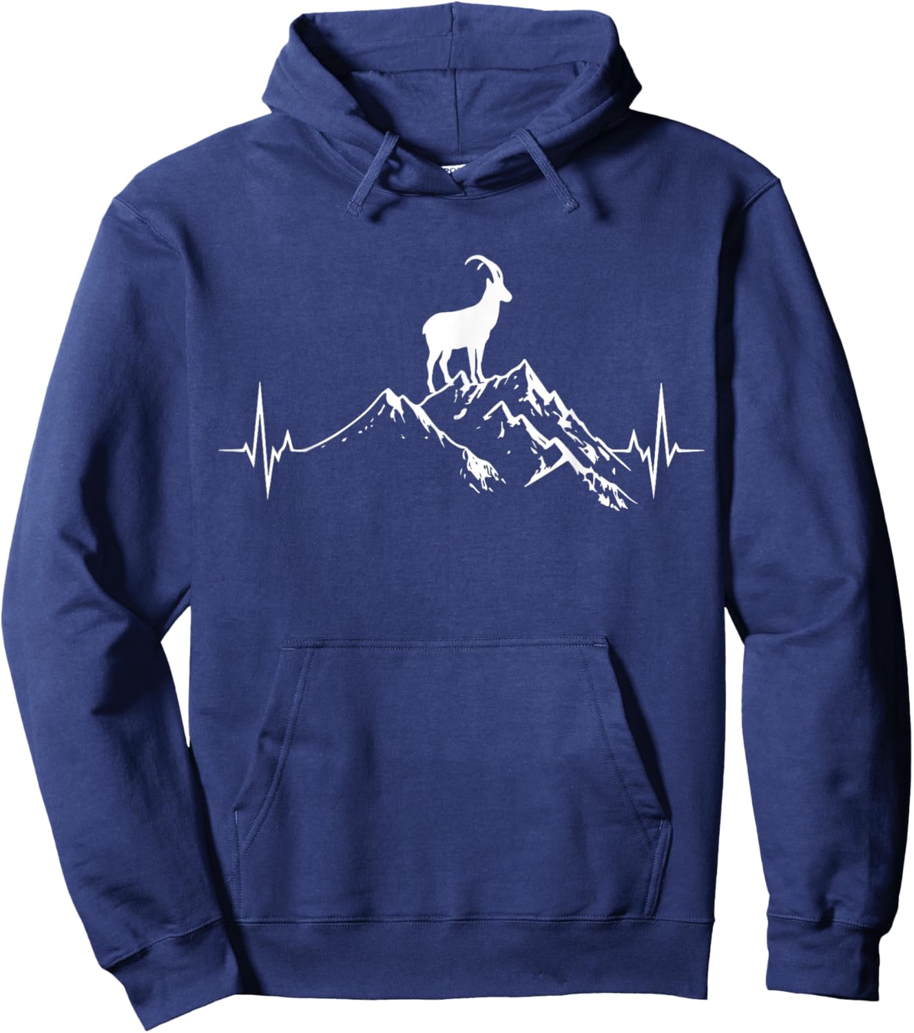 Mountain Goat Heartbeat Hiking Hiker Outdoor Hoodie - Hoodie | Navy