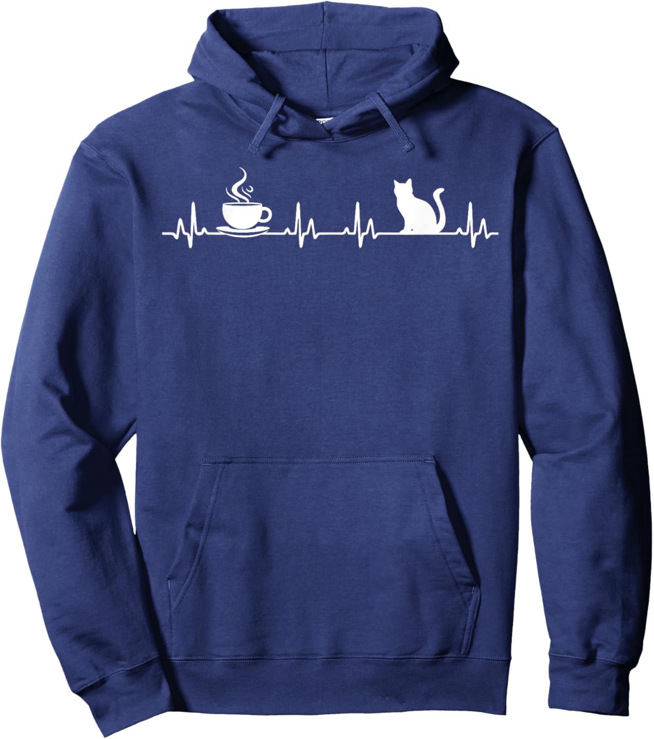 cat Coffee Lovers Heartbeat Hoodie - Hoodie | Navy