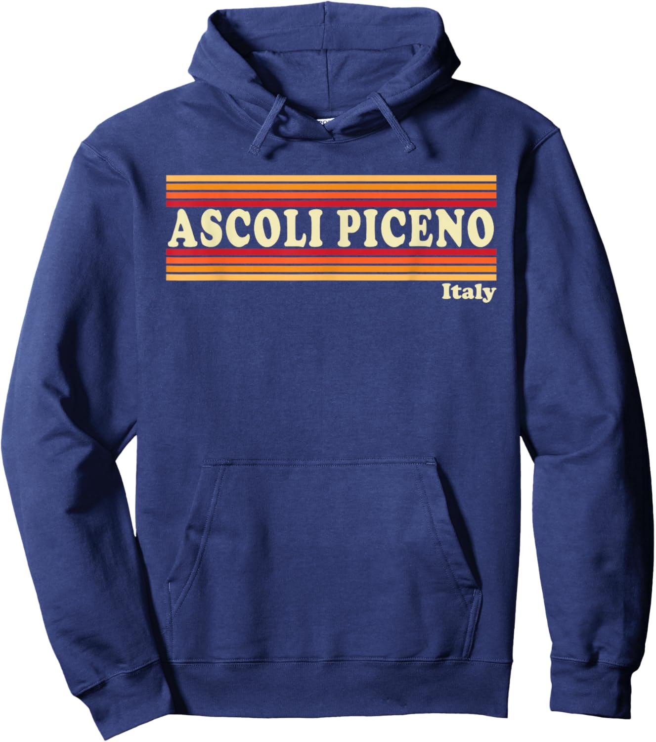 Vintage 80s Ascoli Piceno Italy Retro Graphic Hoodie - Hoodie | Navy
