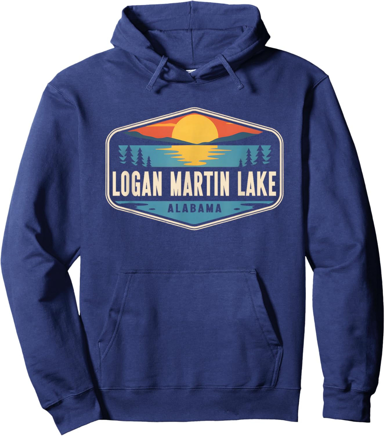 Logan Martin Lake Alabama Outdoors Vintage Hoodie - Hoodie | Navy